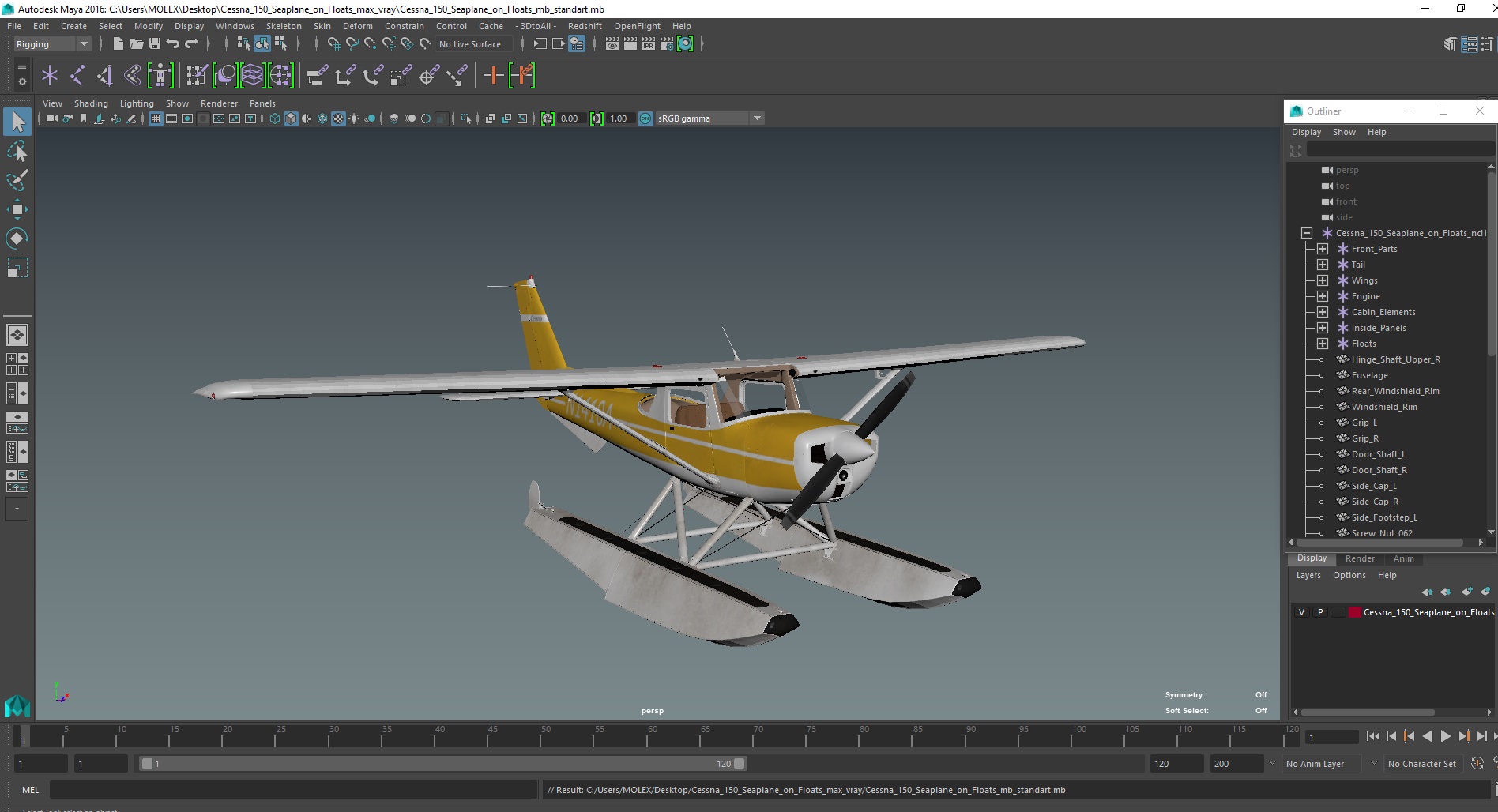 Cessna 150 Seaplane on Floats 3D model