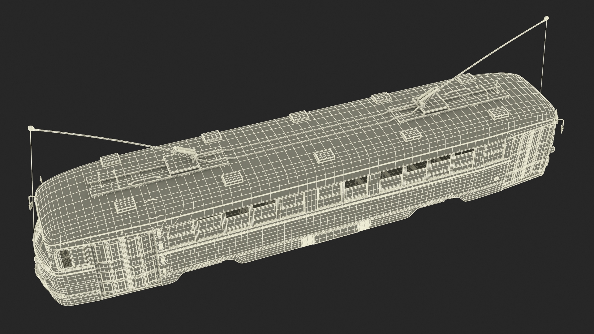 Old Tram Yellow Blue Rigged 3D
