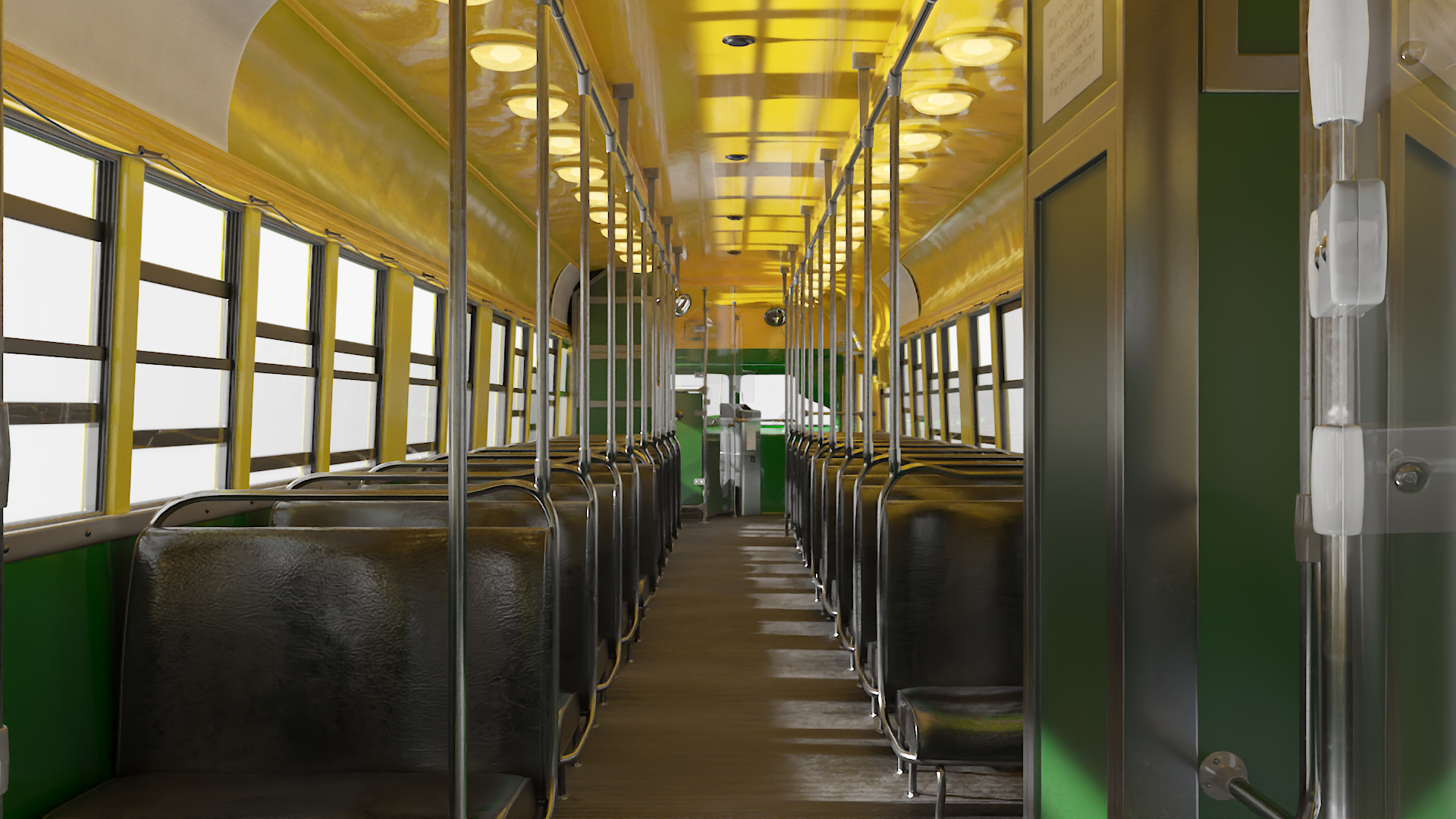 Old Tram Yellow Blue Rigged 3D