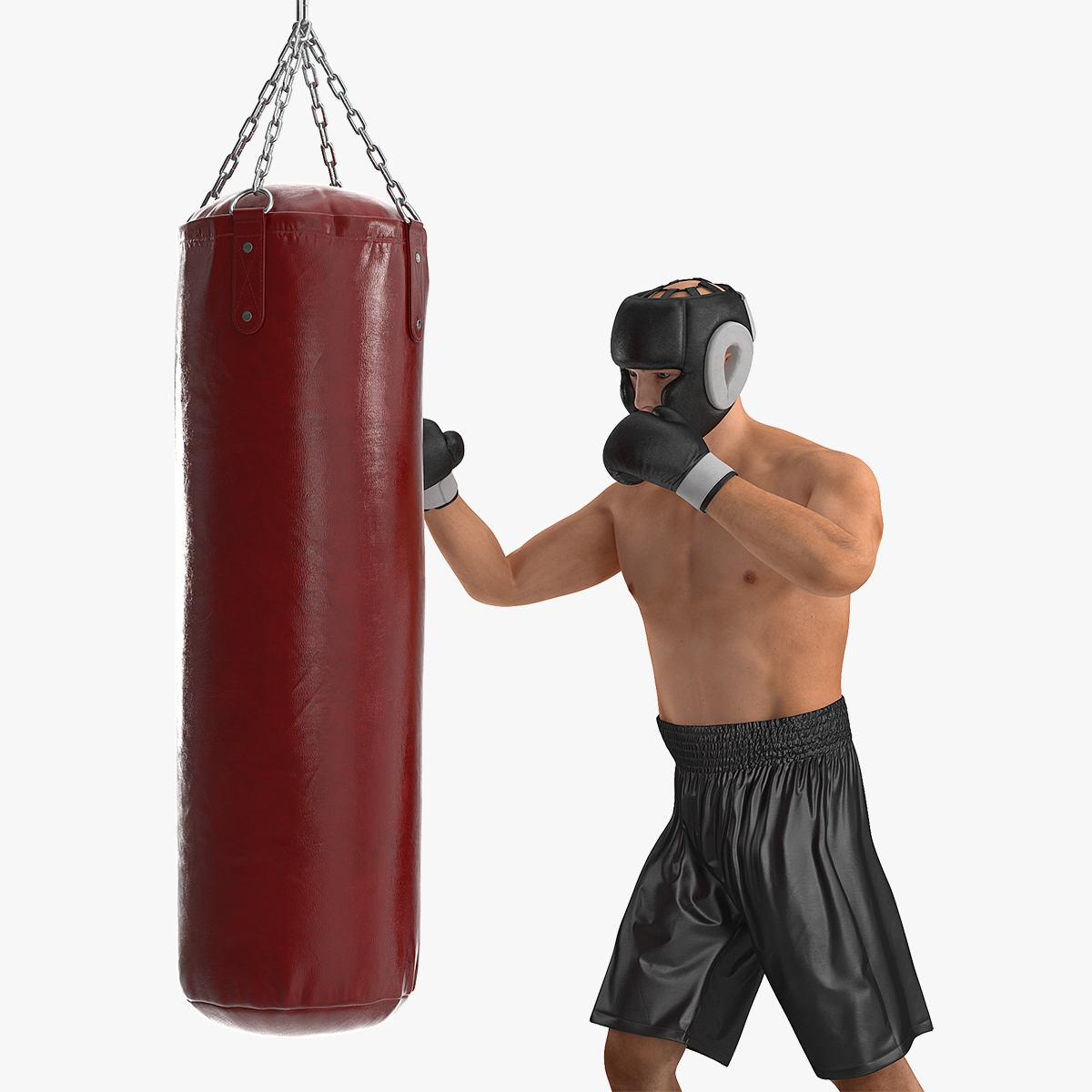 Boxer with Punching Bag 3D Model, view 7