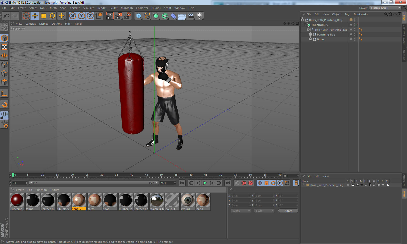 3D Boxer with Punching Bag model