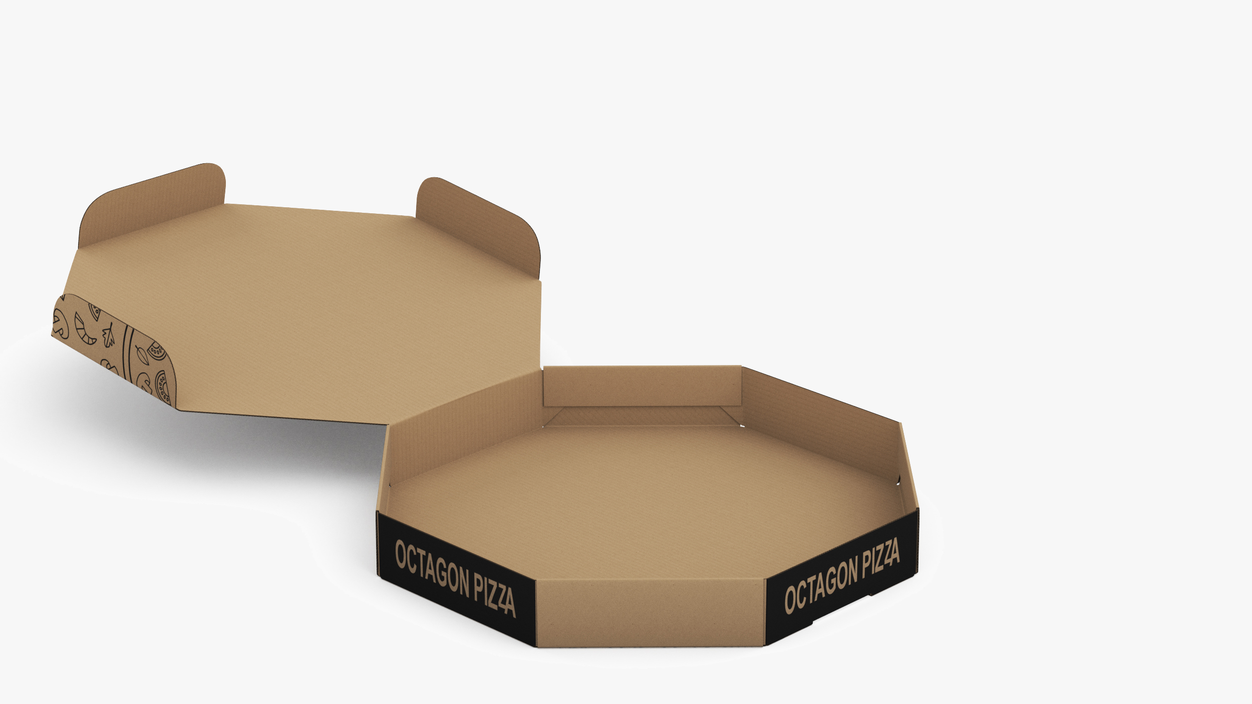 Craft Paper Pizza Box Octagonal Rigged for Cinema 4D 3D