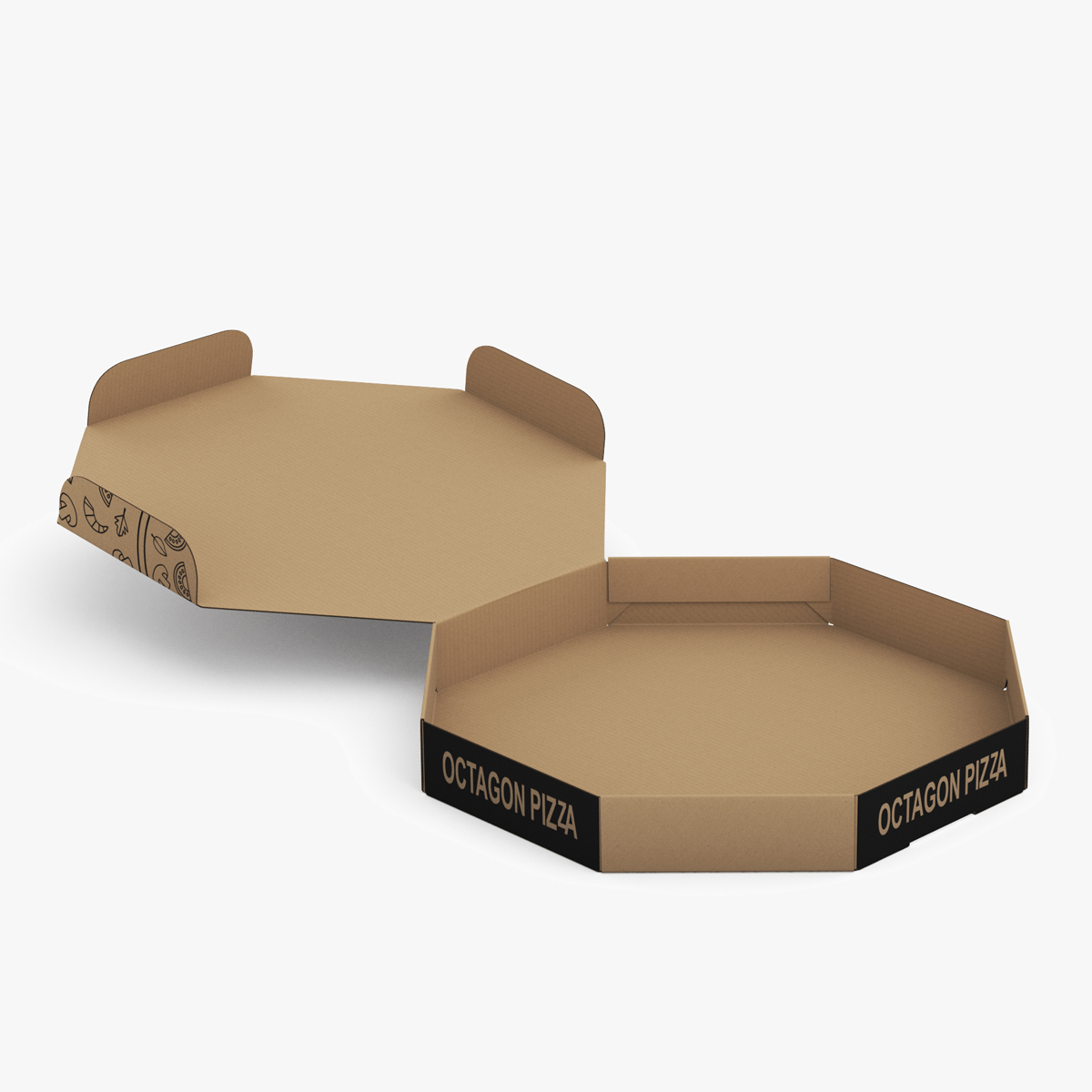Craft Paper Pizza Box Octagonal Rigged for Cinema 4D 3D