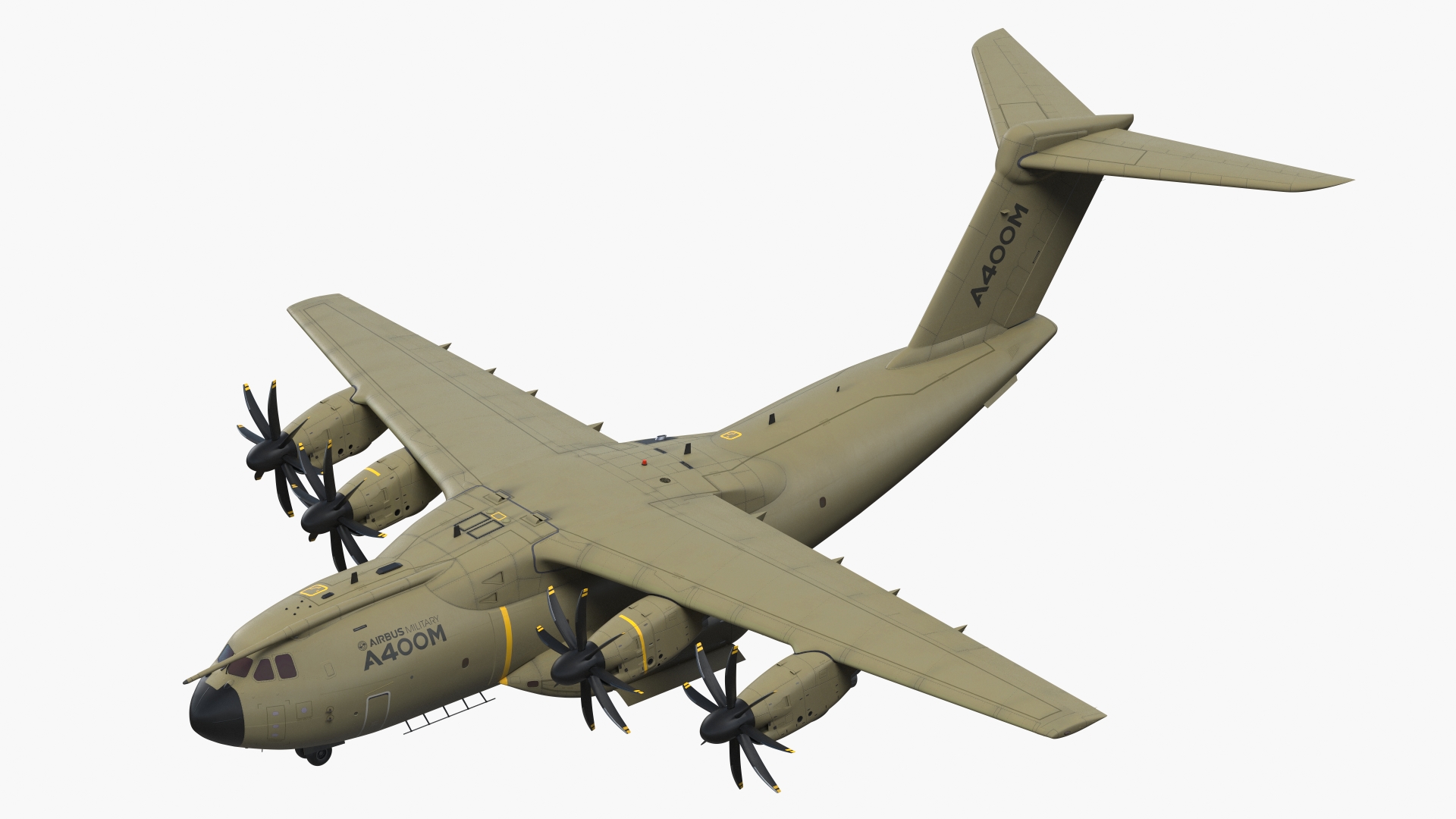 3D Airbus Atlas Military Transport Green Rigged for Maya model