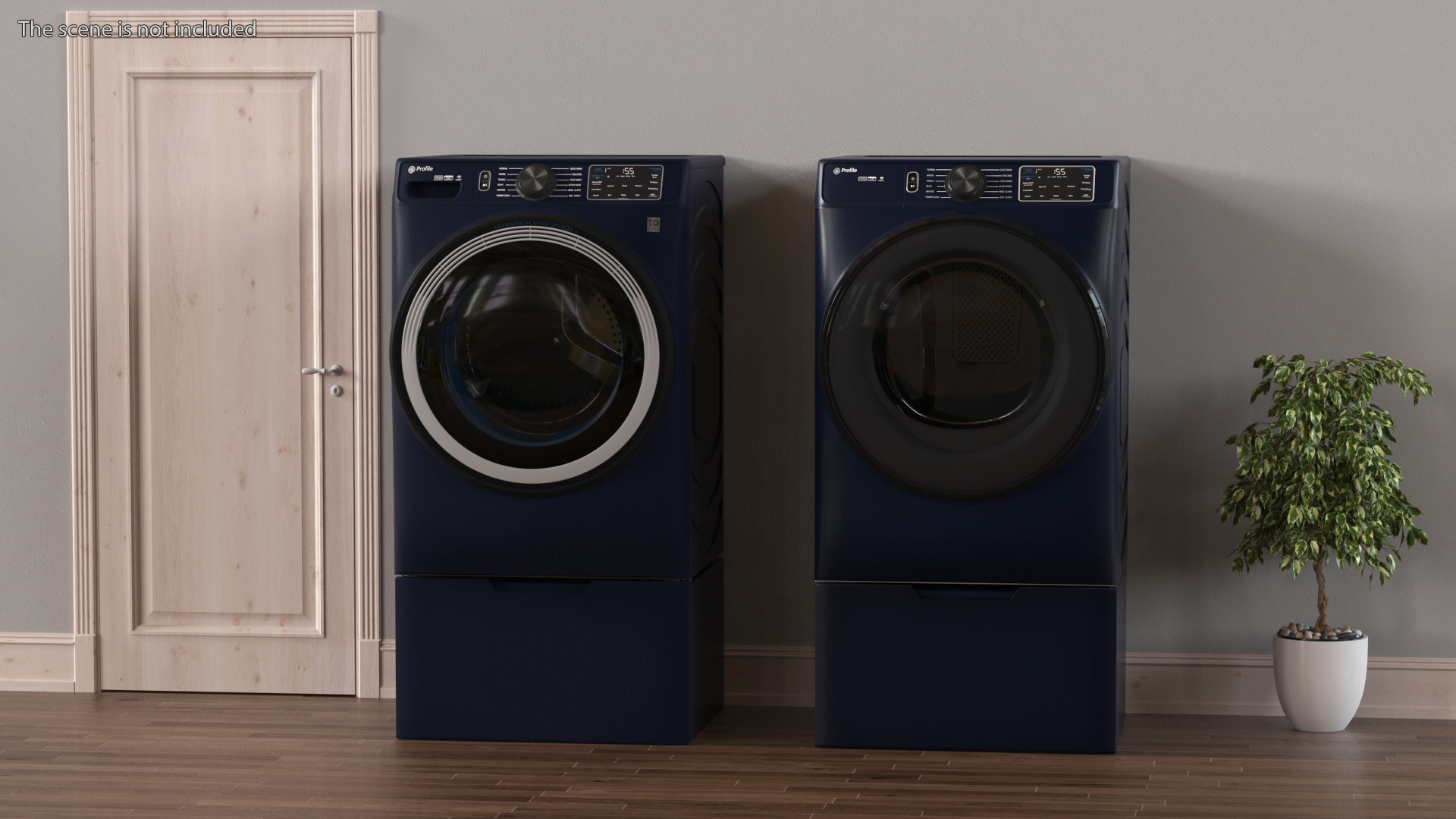Steam Washer and Dryer Profile Set Blue 3D model