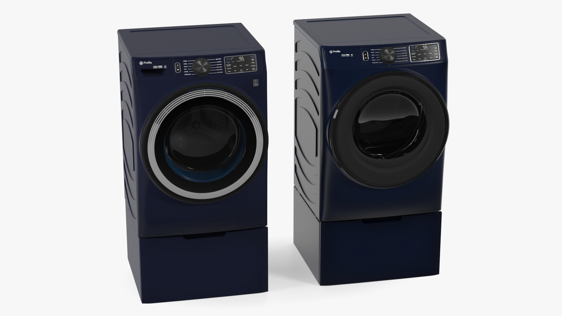 Steam Washer and Dryer Profile Set Blue 3D model