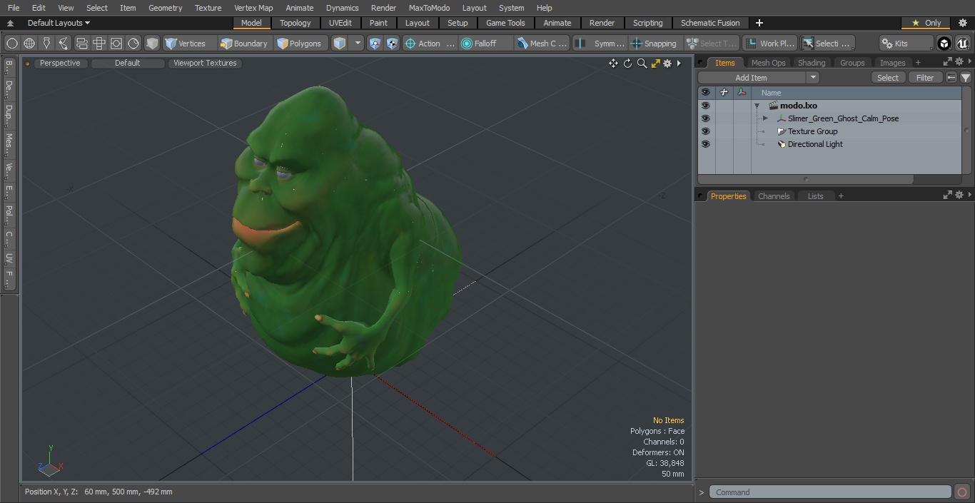 3D Slimer Green Ghost Calm Pose model