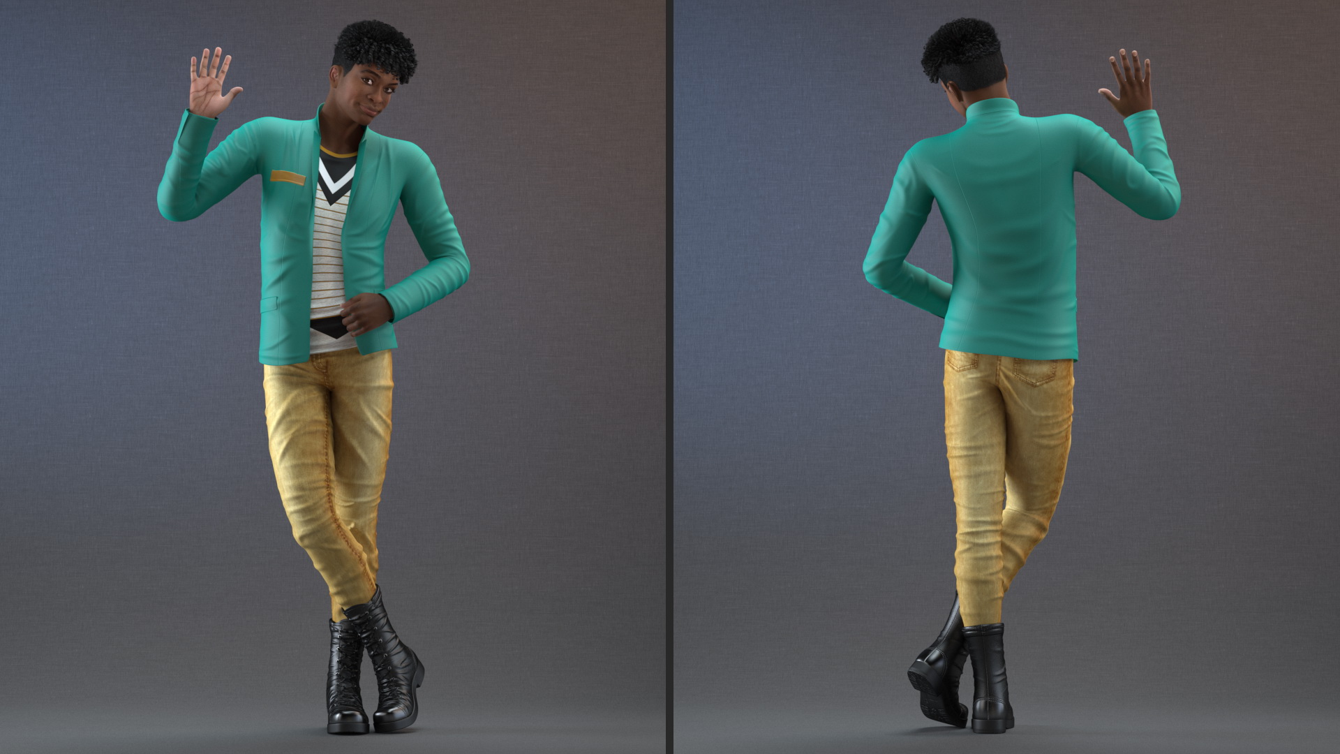 3D Light Skin Teenager Fashionable Style Standing Pose