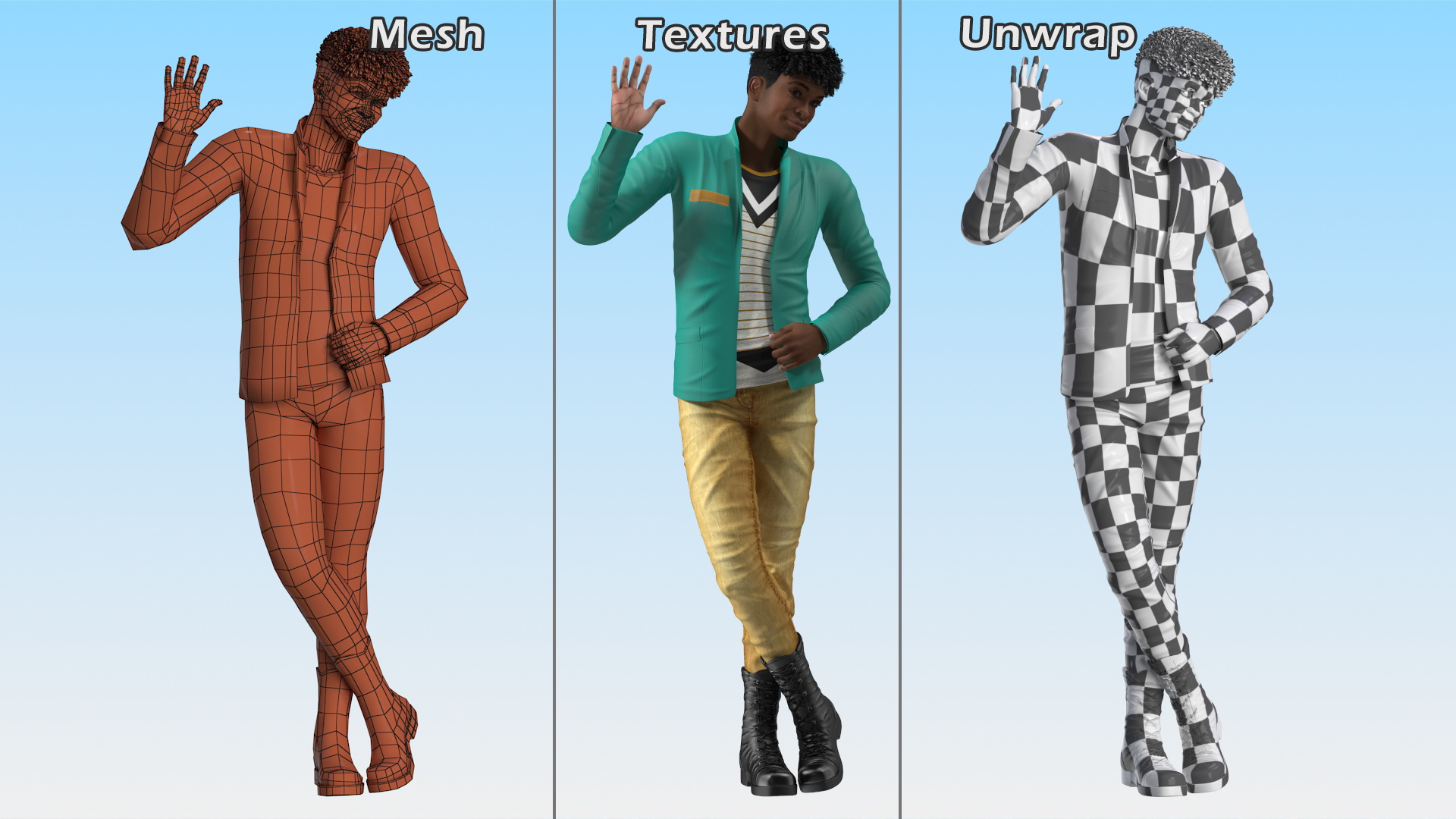 3D Light Skin Teenager Fashionable Style Standing Pose