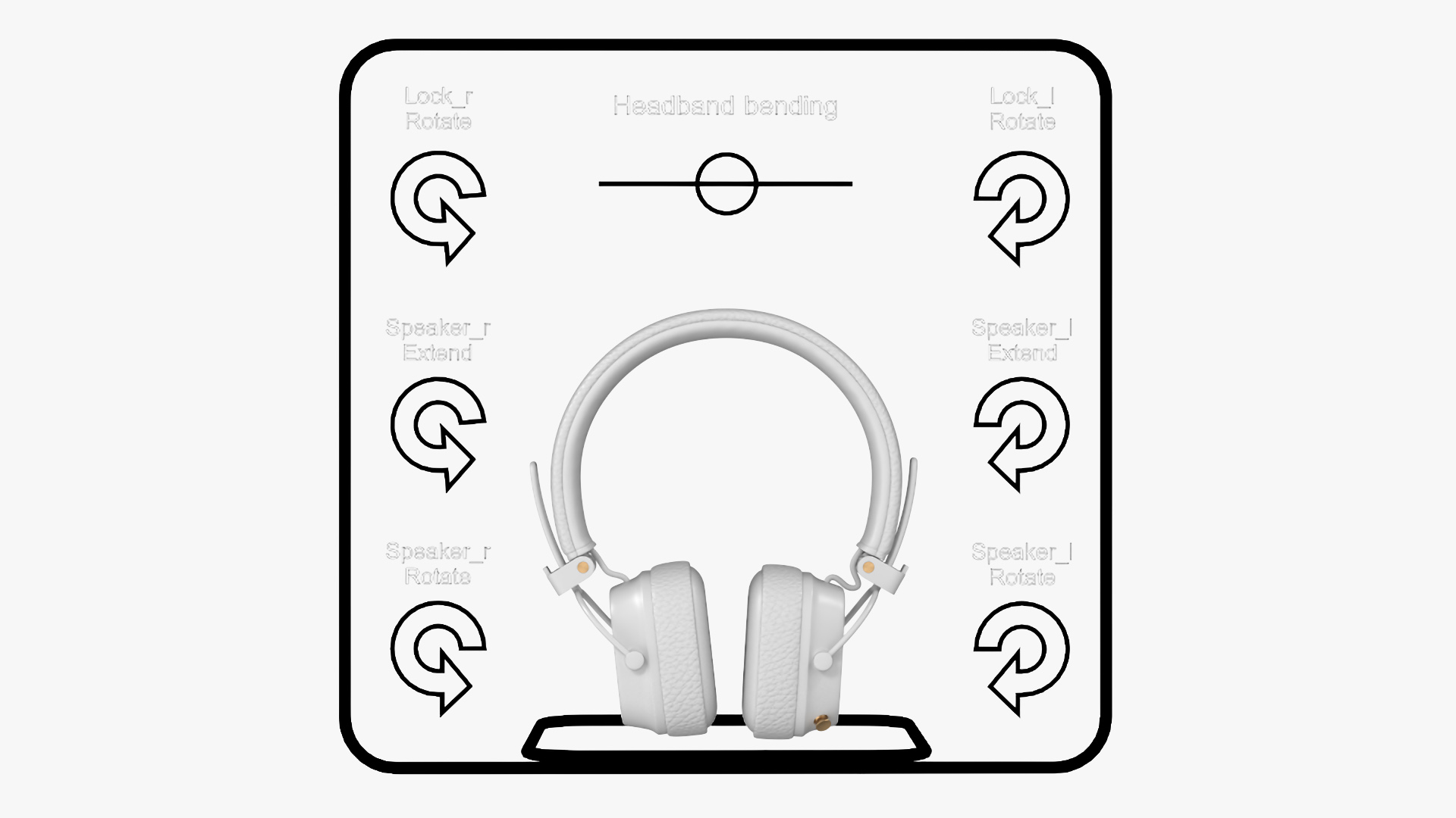 3D model Overhead Headphones White Generic Rigged