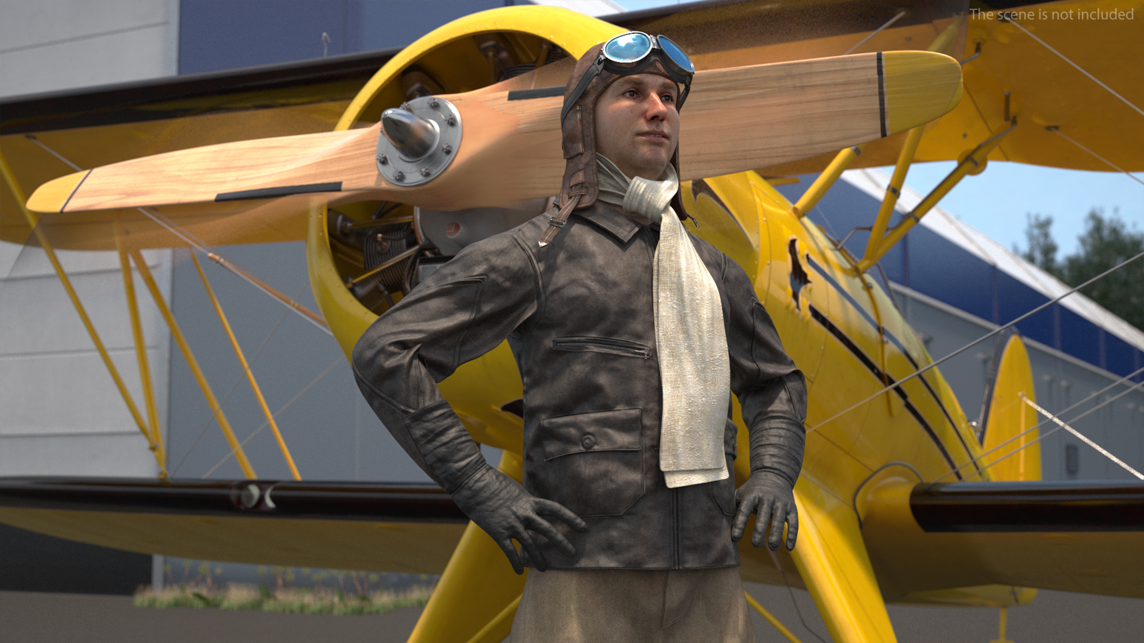 3D Vintage Pilot in Uniform Rigged