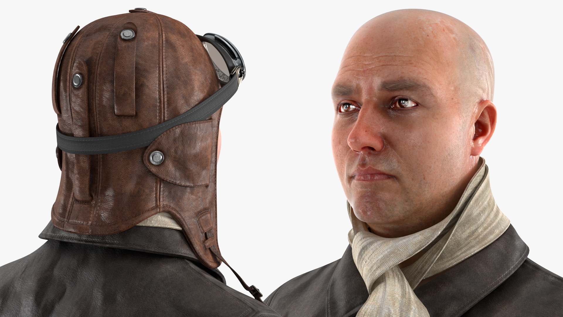 3D Vintage Pilot in Uniform Rigged