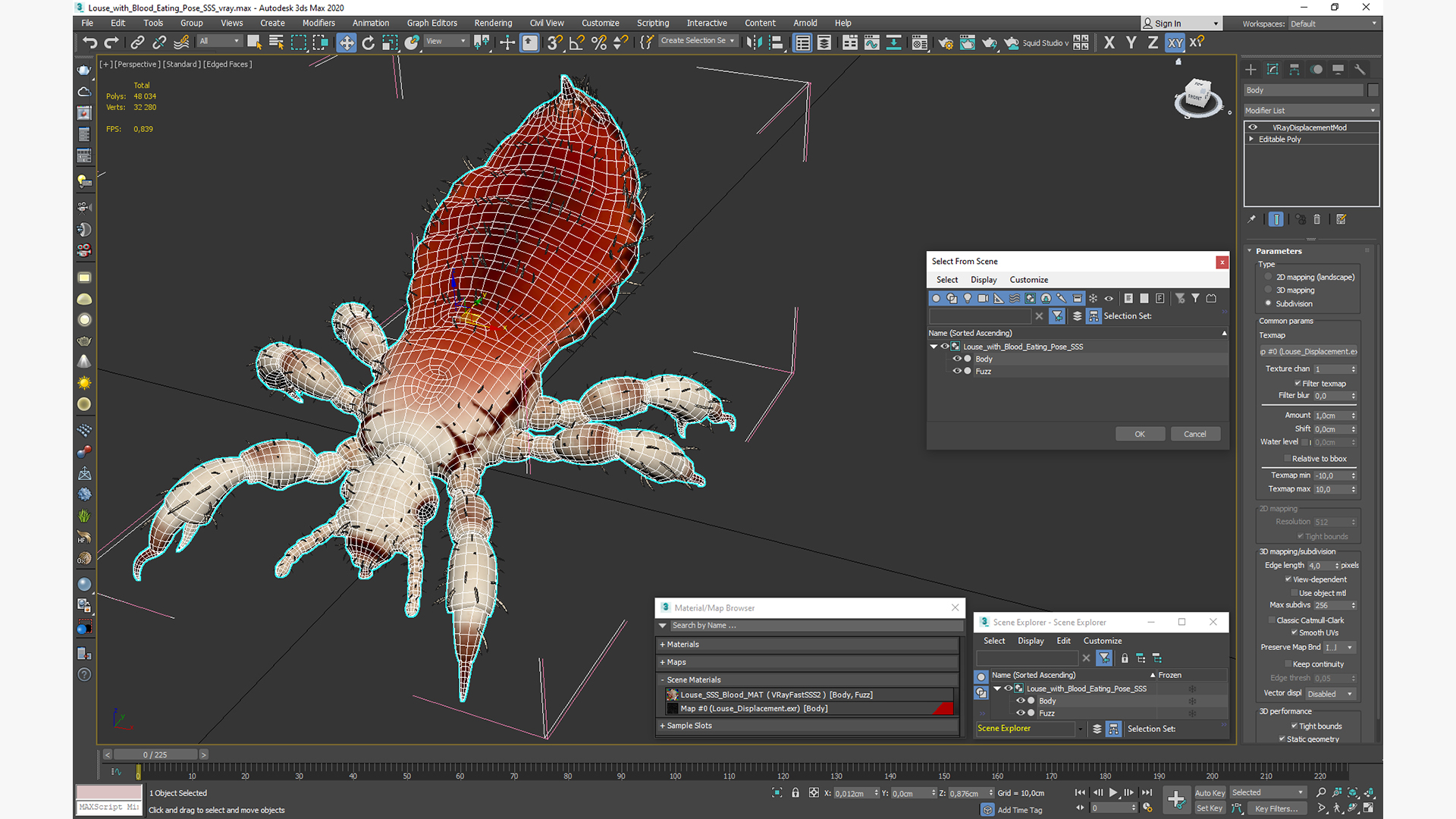 Louse with Blood Eating Pose SSS 3D