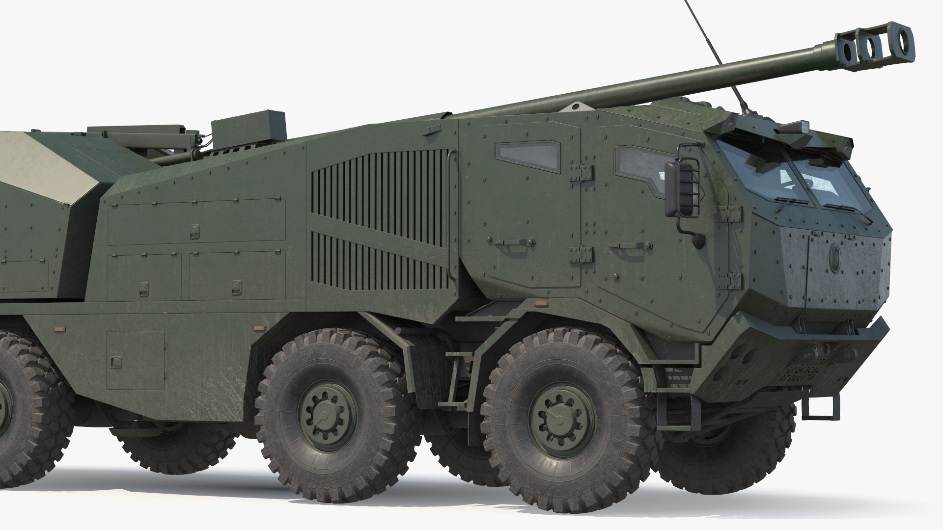 3D Morana Green Dirty Military Howitzer Rigged model