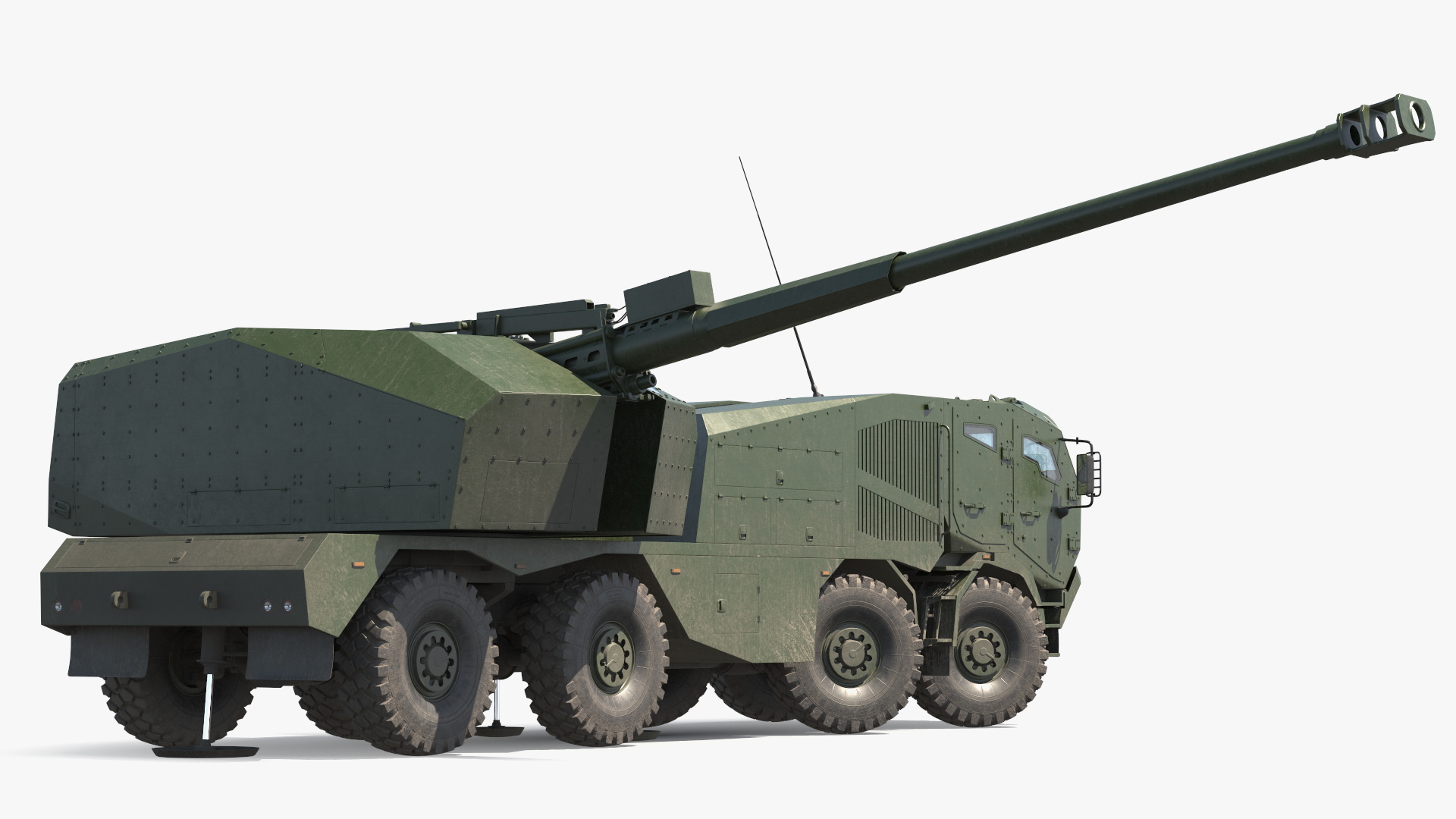 3D Morana Green Dirty Military Howitzer Rigged model