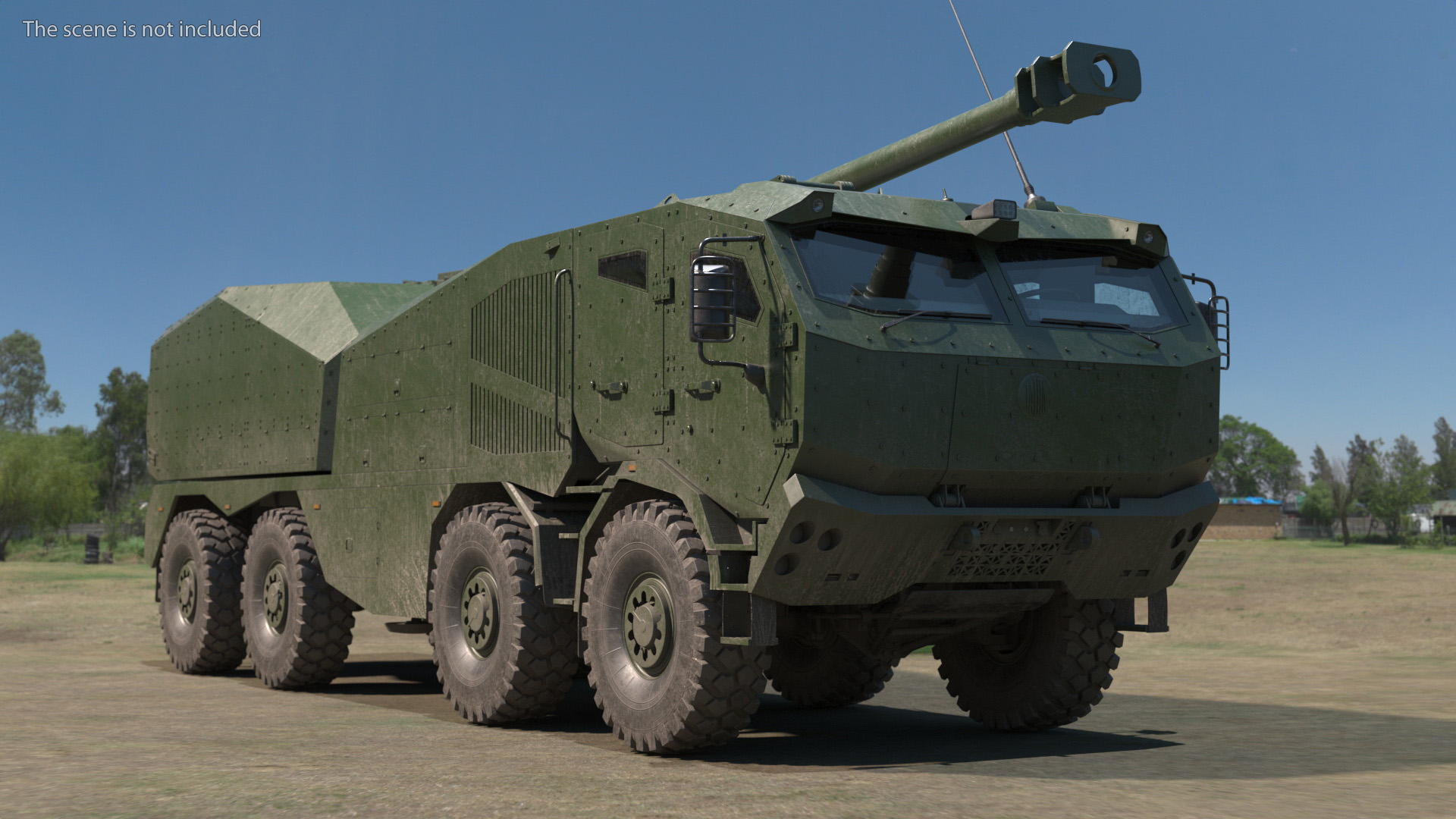 3D Morana Green Dirty Military Howitzer Rigged model