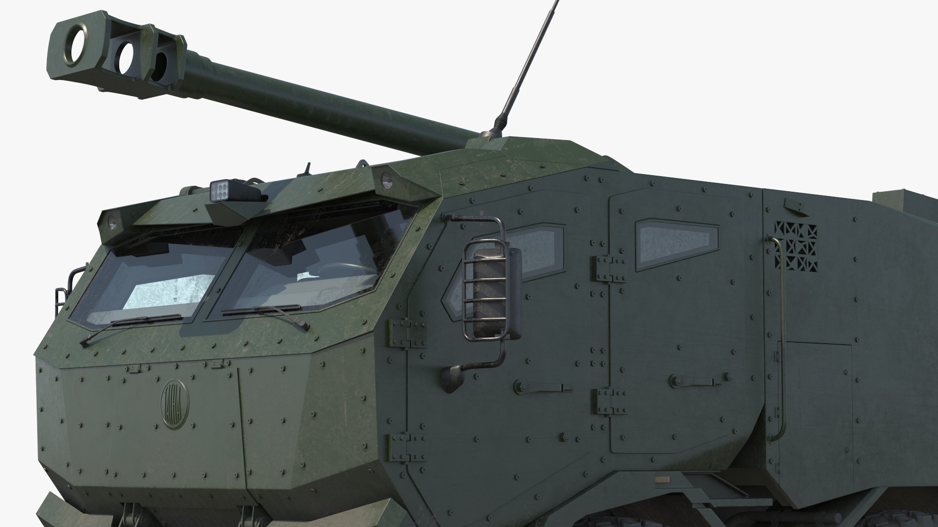 3D Morana Green Dirty Military Howitzer Rigged model