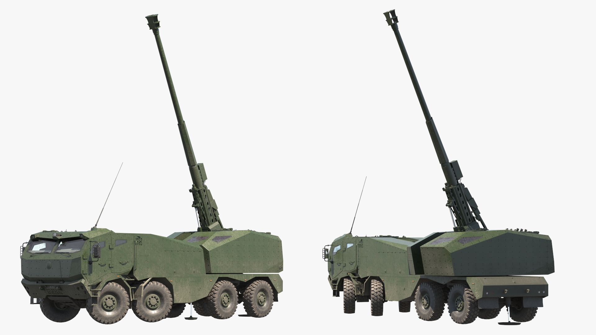 3D Morana Green Dirty Military Howitzer Rigged model