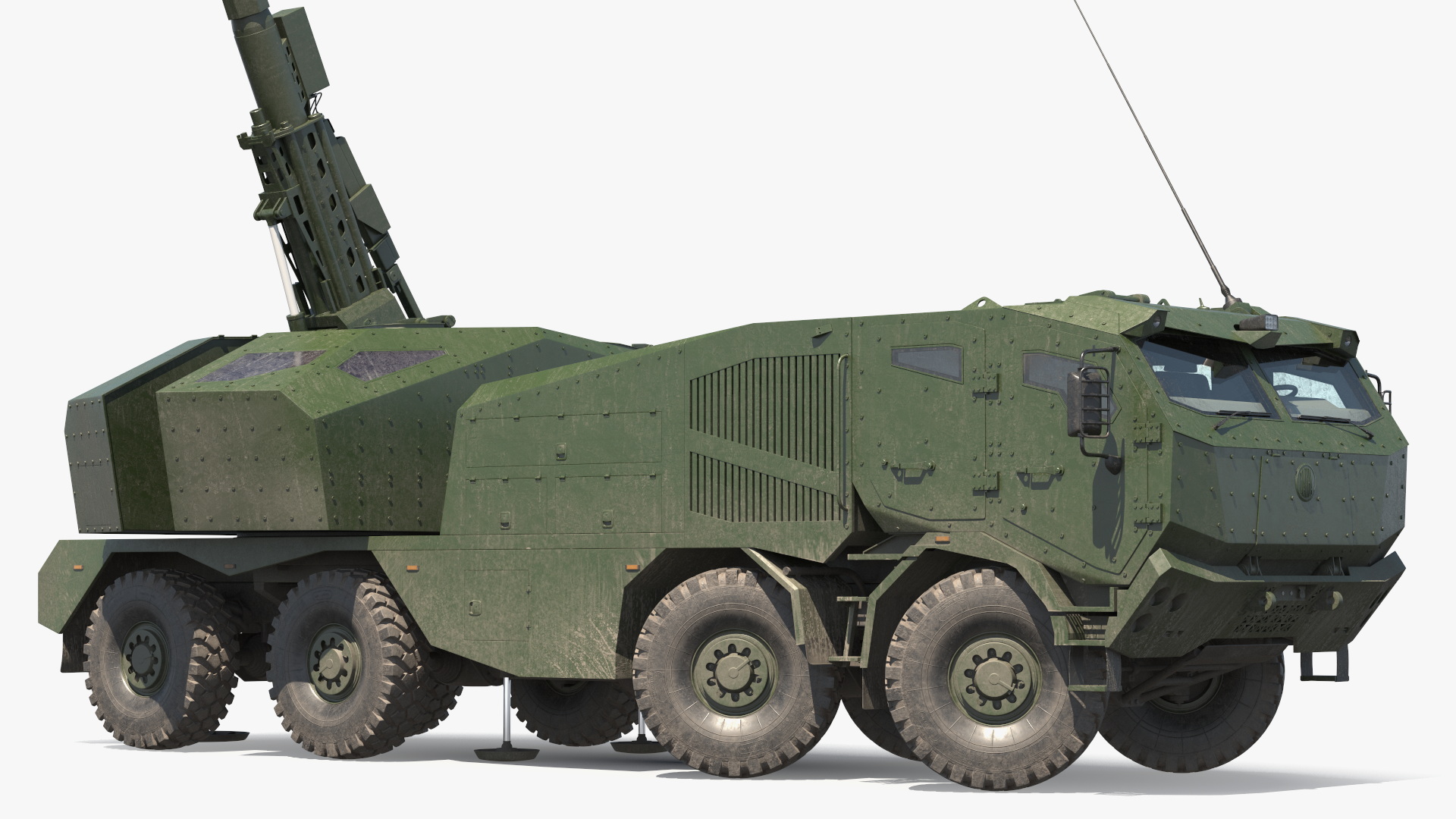 3D Morana Green Dirty Military Howitzer Rigged model
