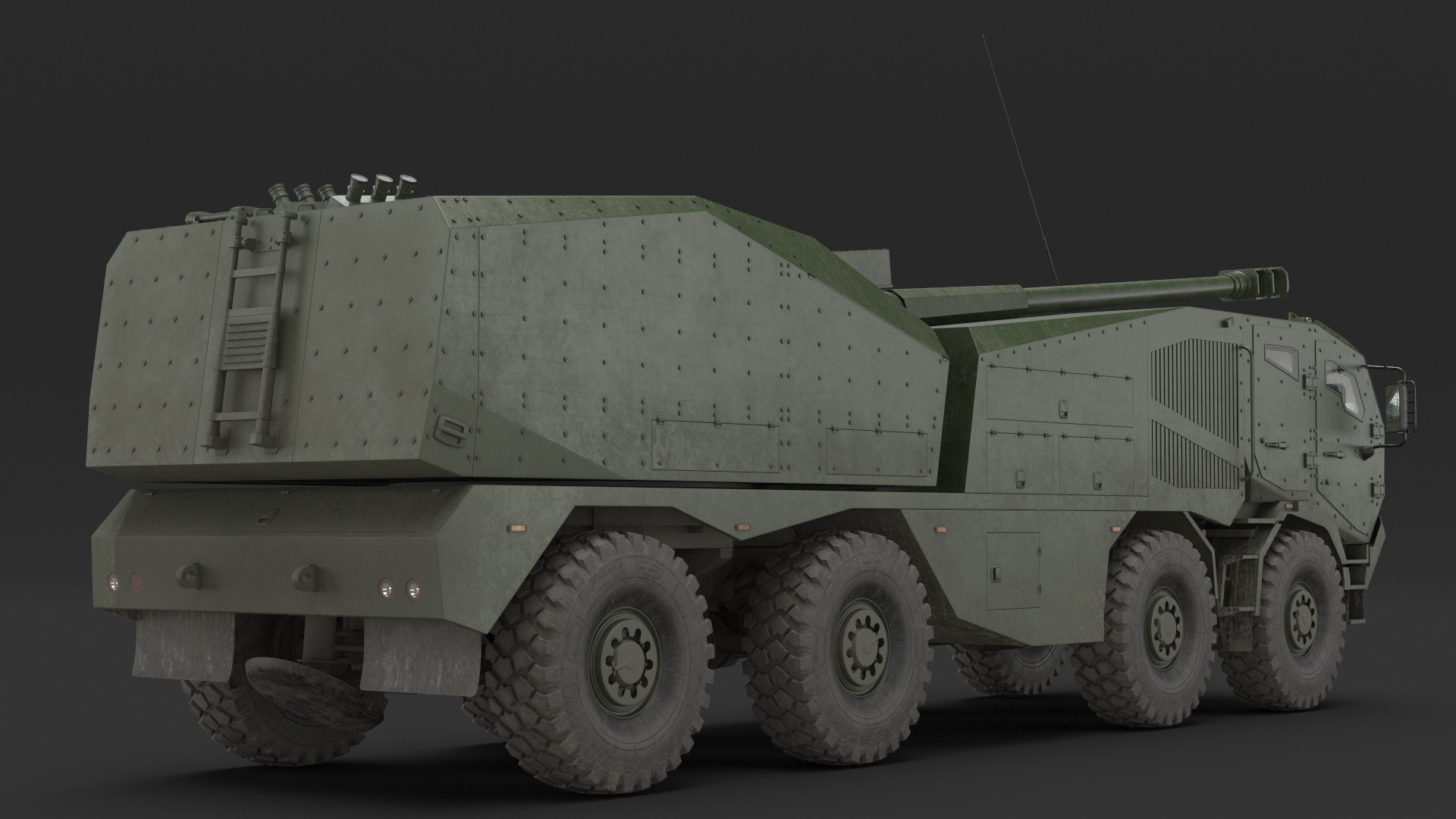 3D Morana Green Dirty Military Howitzer Rigged model
