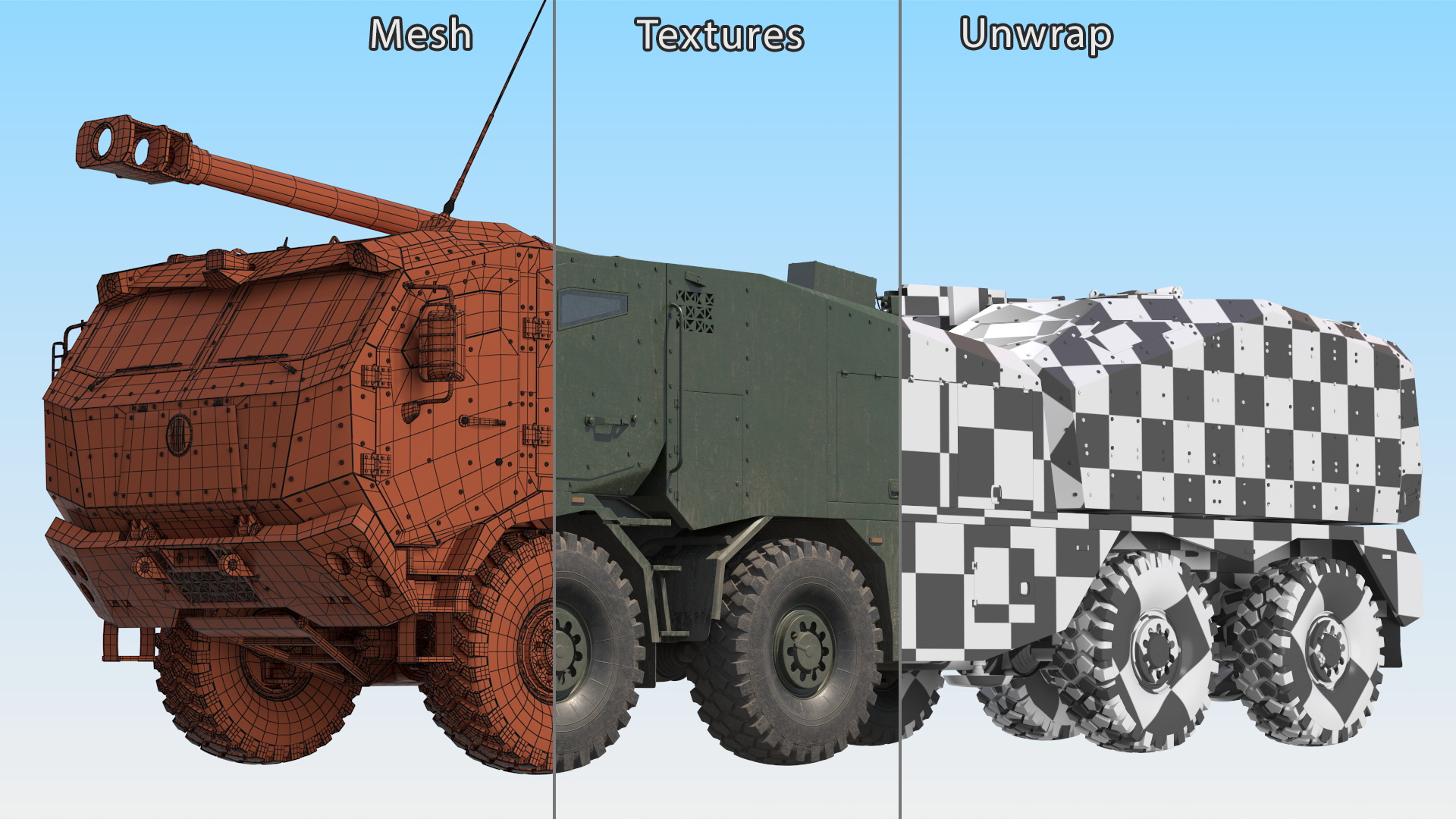 3D Morana Green Dirty Military Howitzer Rigged model
