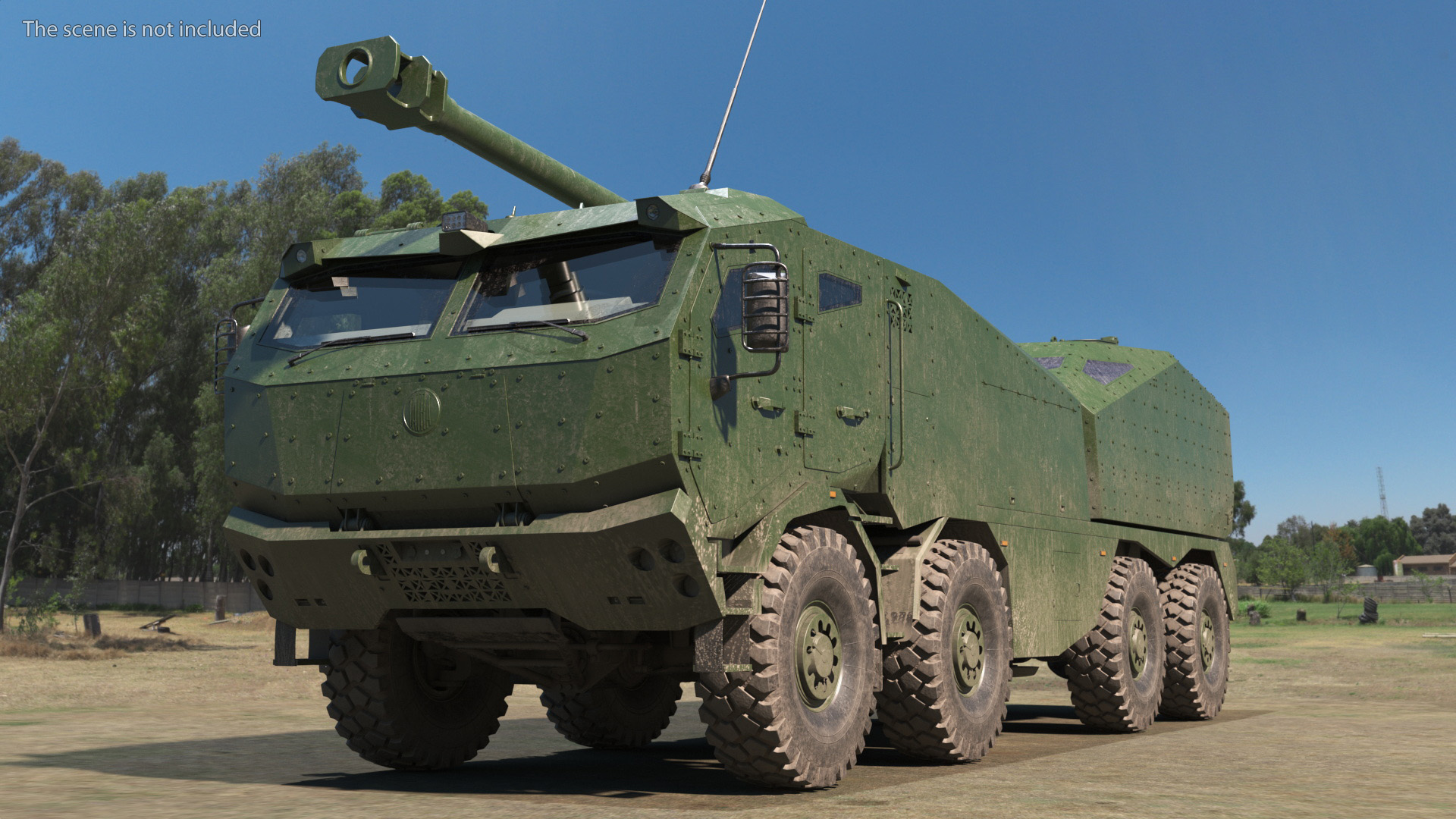 3D Morana Green Dirty Military Howitzer Rigged model