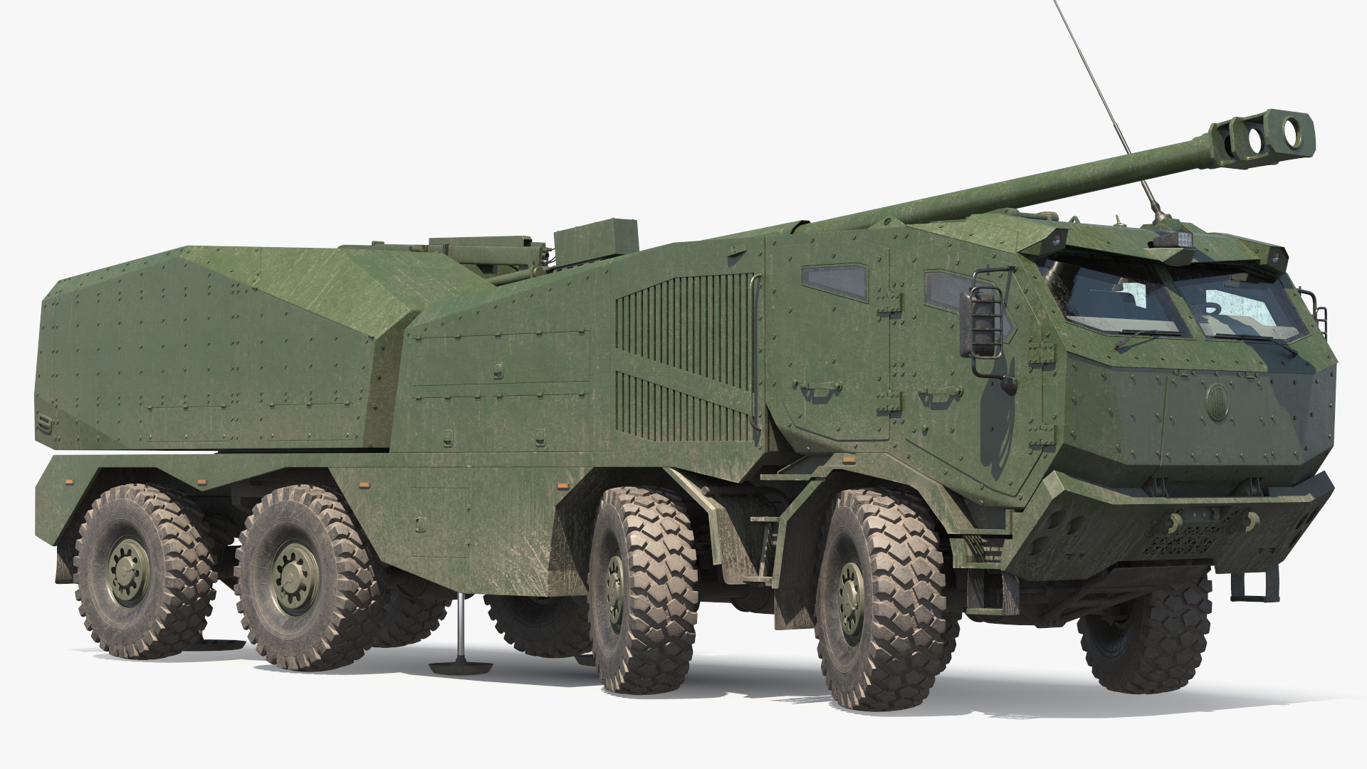 3D Morana Green Dirty Military Howitzer Rigged model