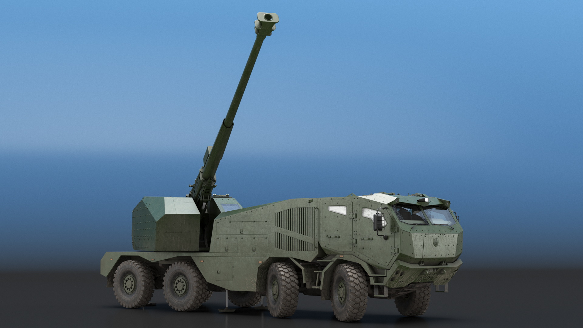 3D Morana Green Dirty Military Howitzer Rigged model