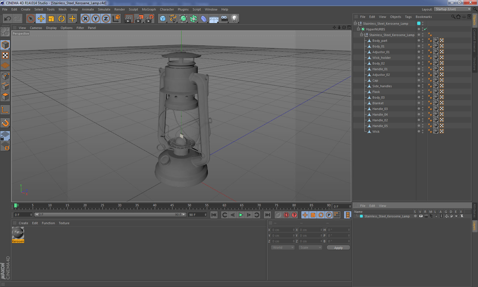 Stainless Steel Kerosene Lamp 3D model