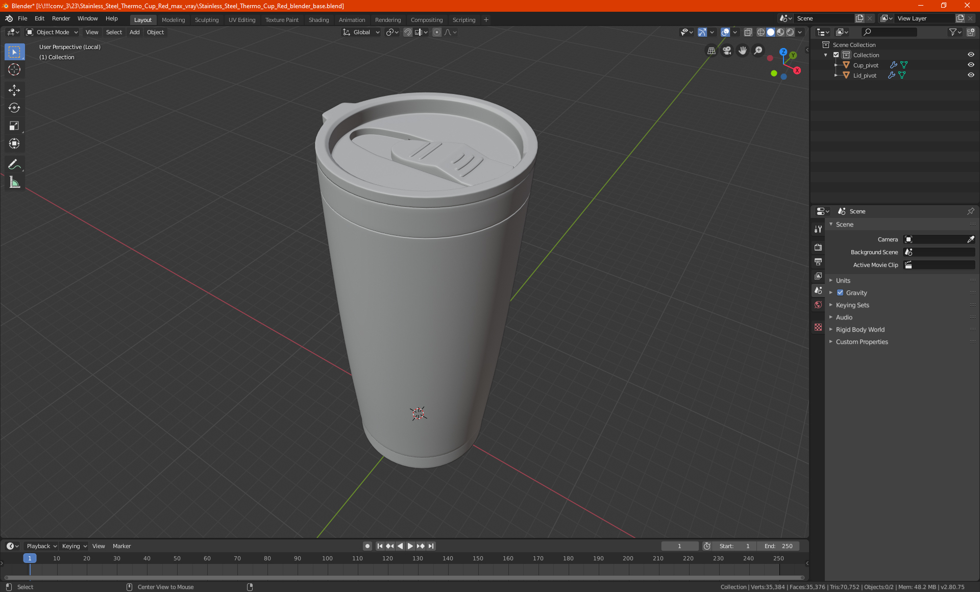 3D model Stainless Steel Thermo Cup Red