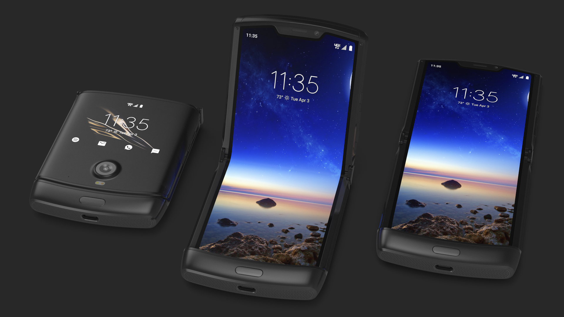 Black Motorola Razr Flip Phone 2020 Rigged 3D