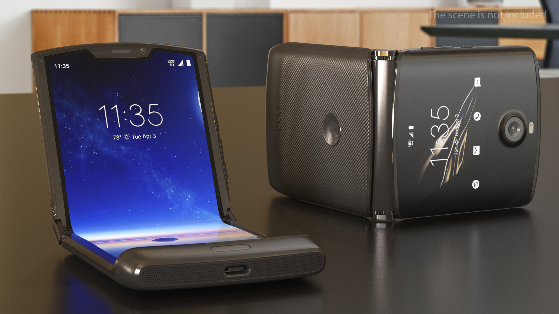 Black Motorola Razr Flip Phone 2020 Rigged 3D