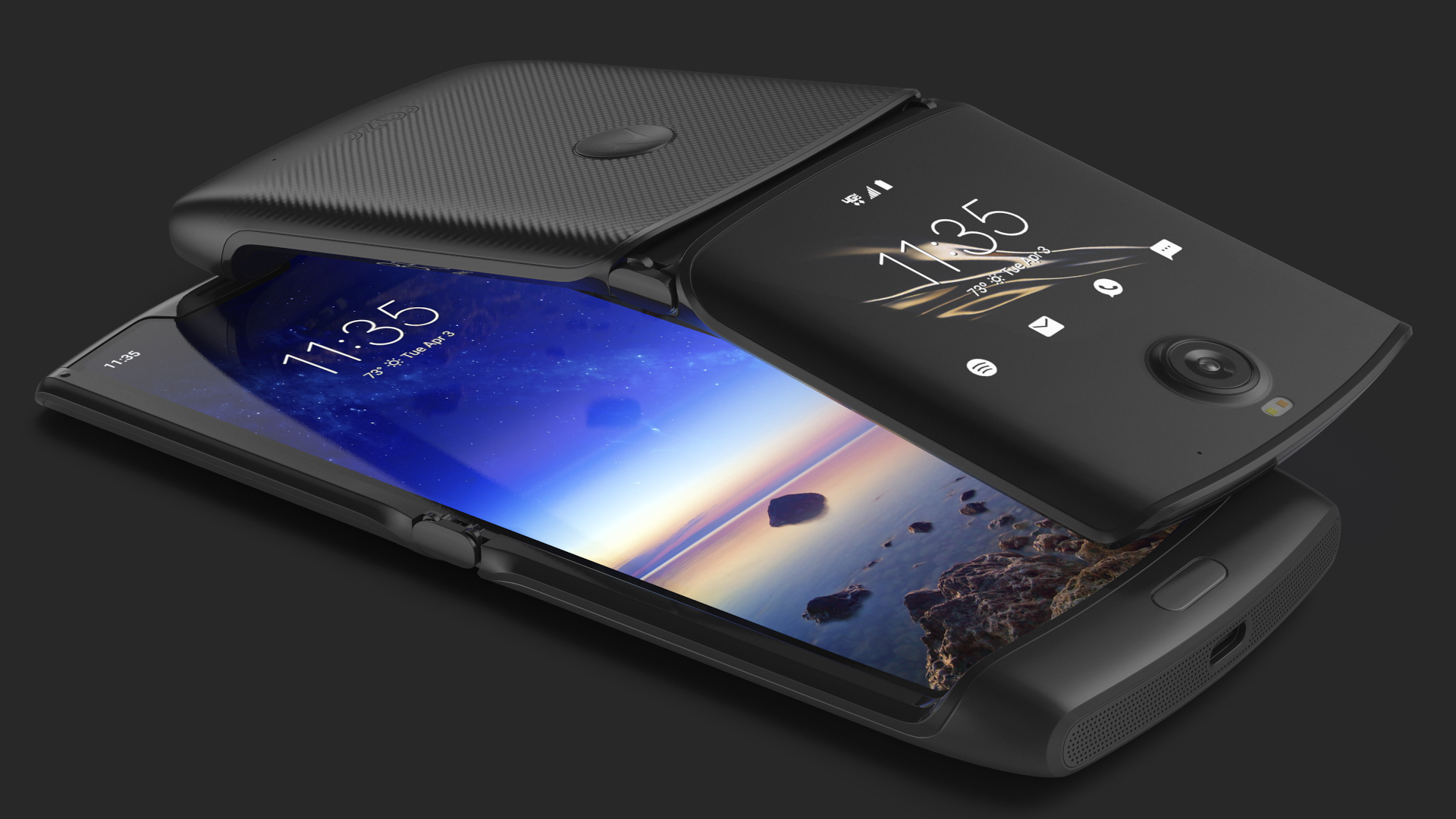 Black Motorola Razr Flip Phone 2020 Rigged 3D