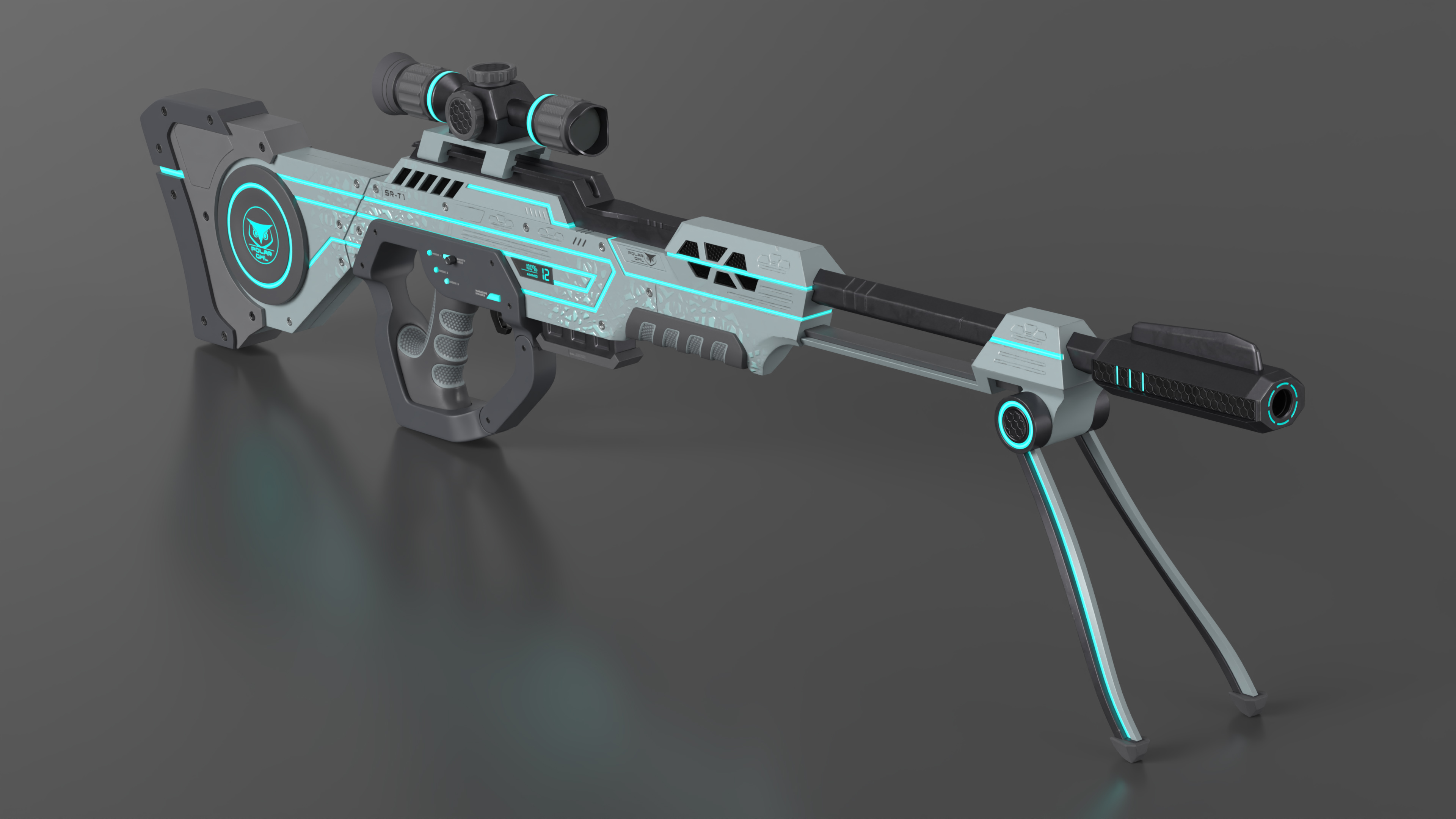 3D Futuristic Sniper Rifle Polar Owl model