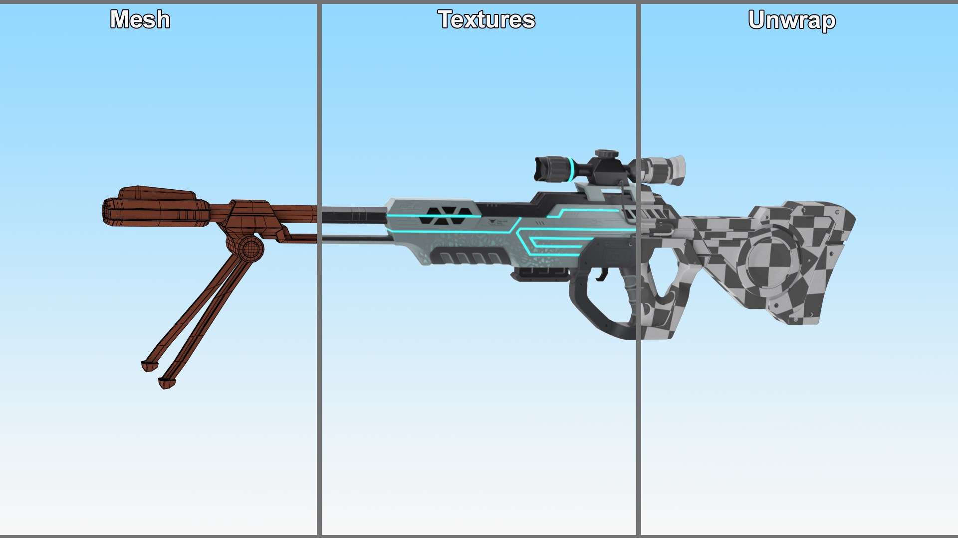 3D Futuristic Sniper Rifle Polar Owl model