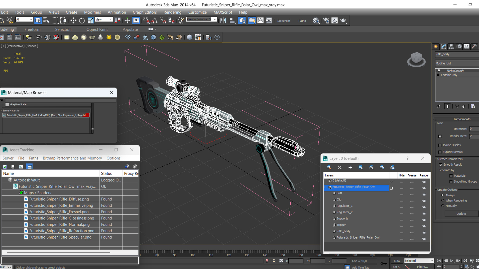 3D Futuristic Sniper Rifle Polar Owl model