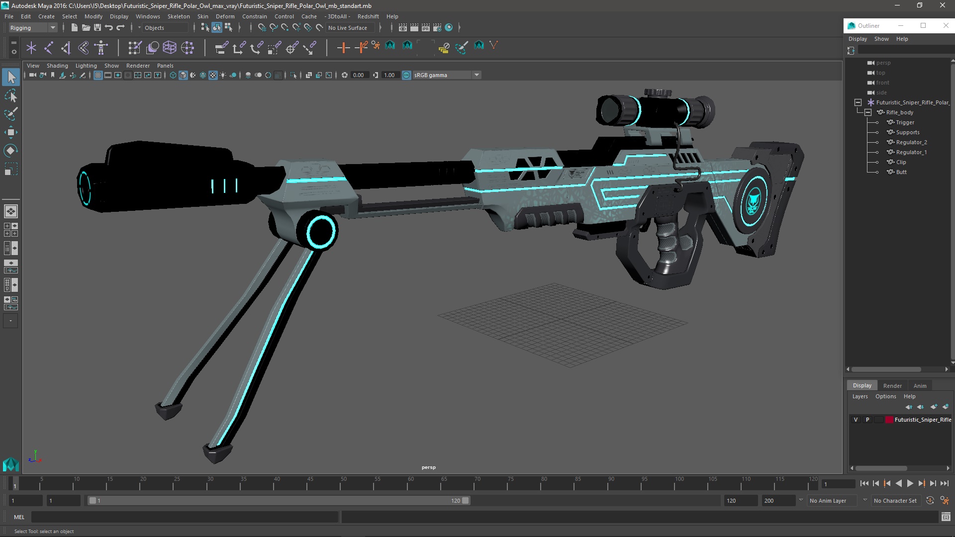 3D Futuristic Sniper Rifle Polar Owl model