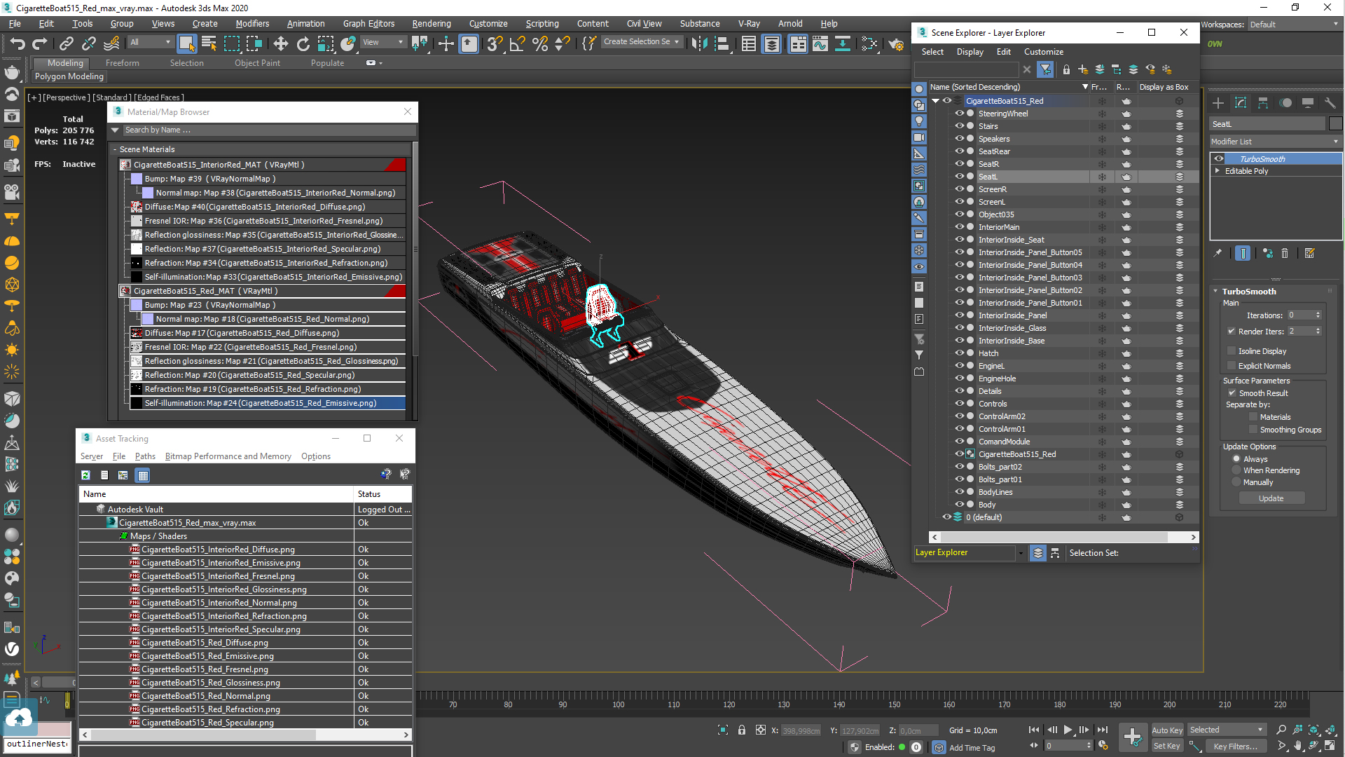3D model CigaretteBoat515 Red