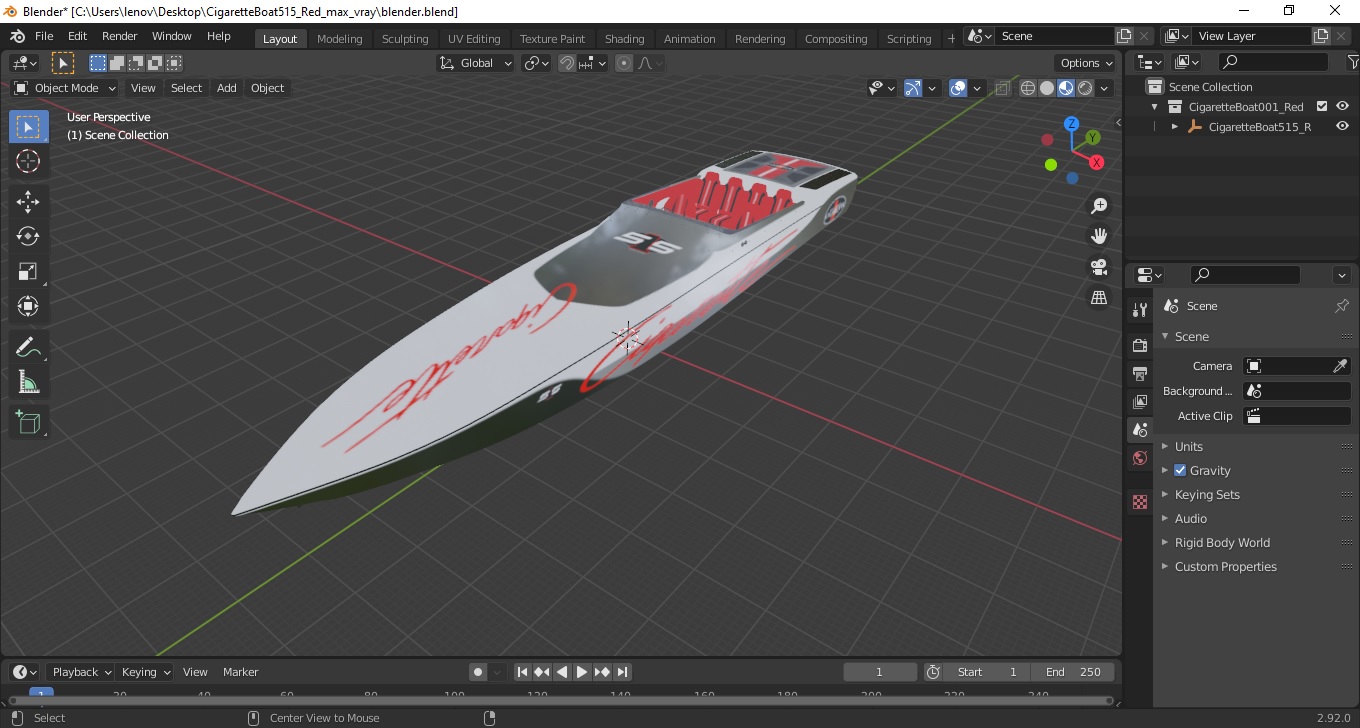 3D model CigaretteBoat515 Red