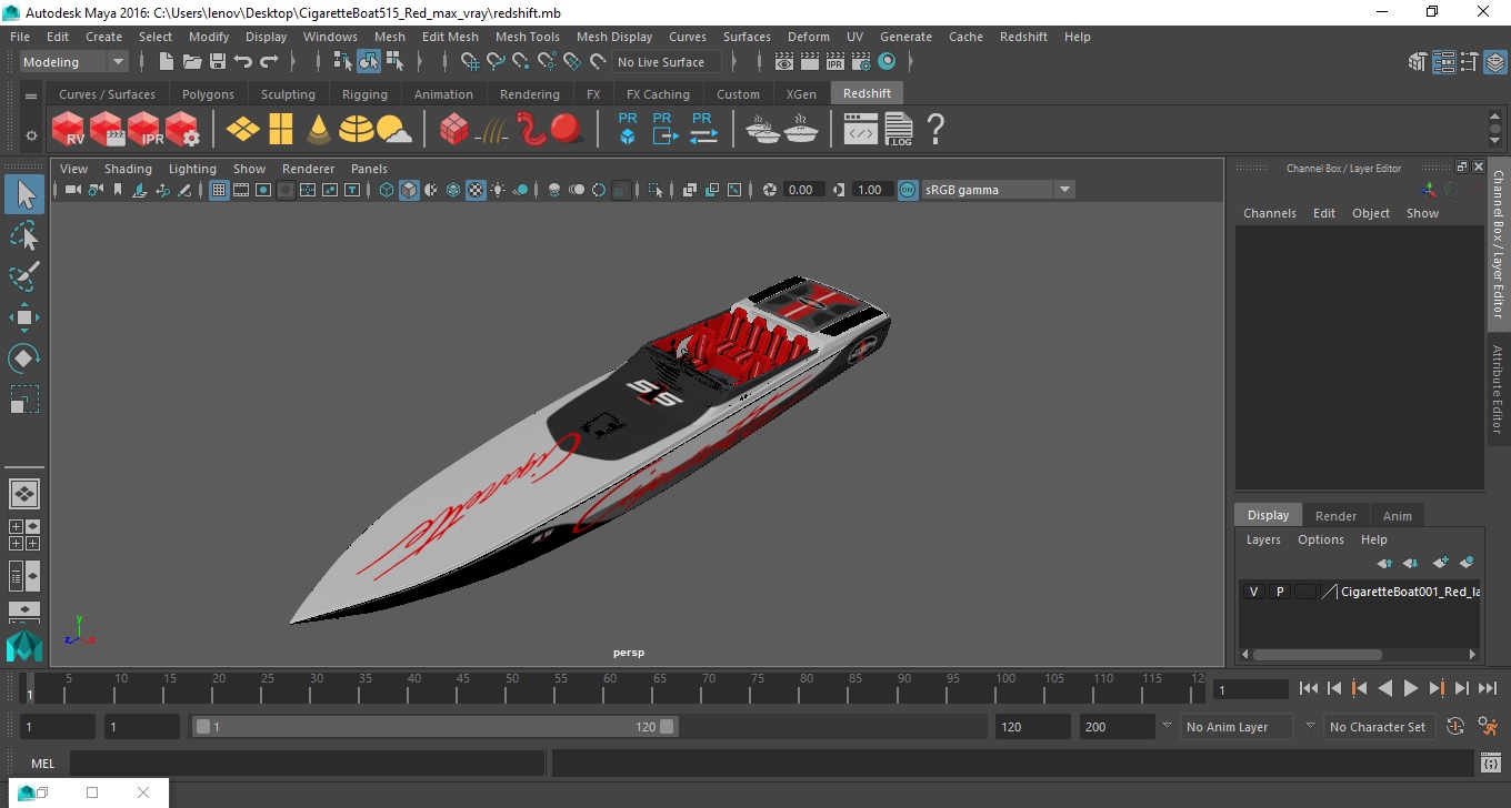 3D model CigaretteBoat515 Red