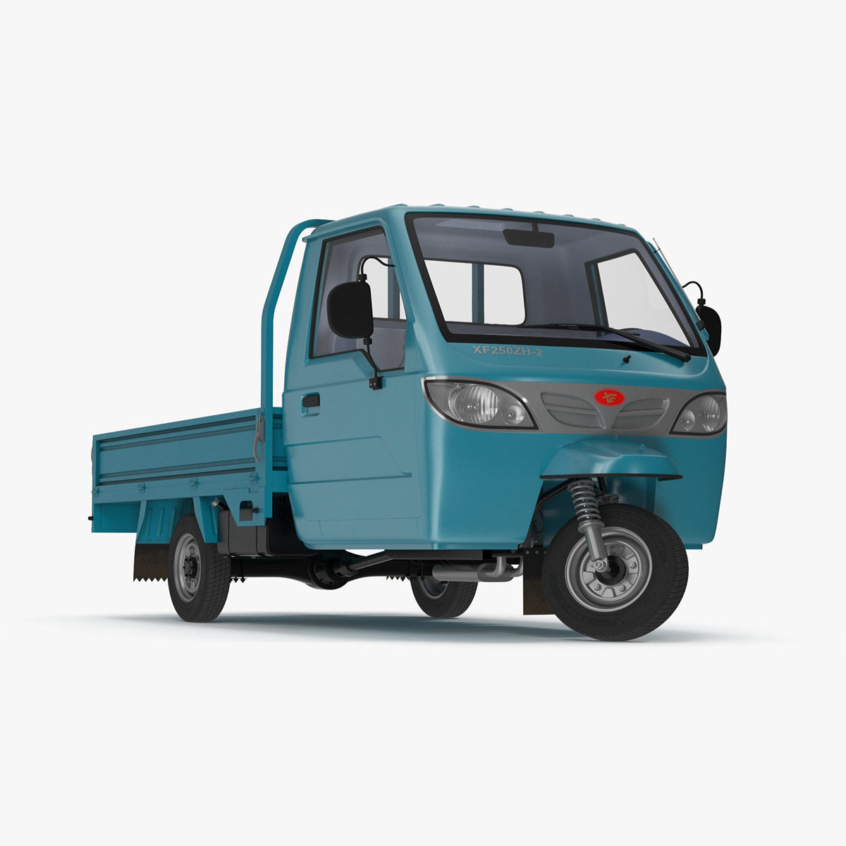 3D Asian Delivery Trike with Open Body Blue Rigged for Maya