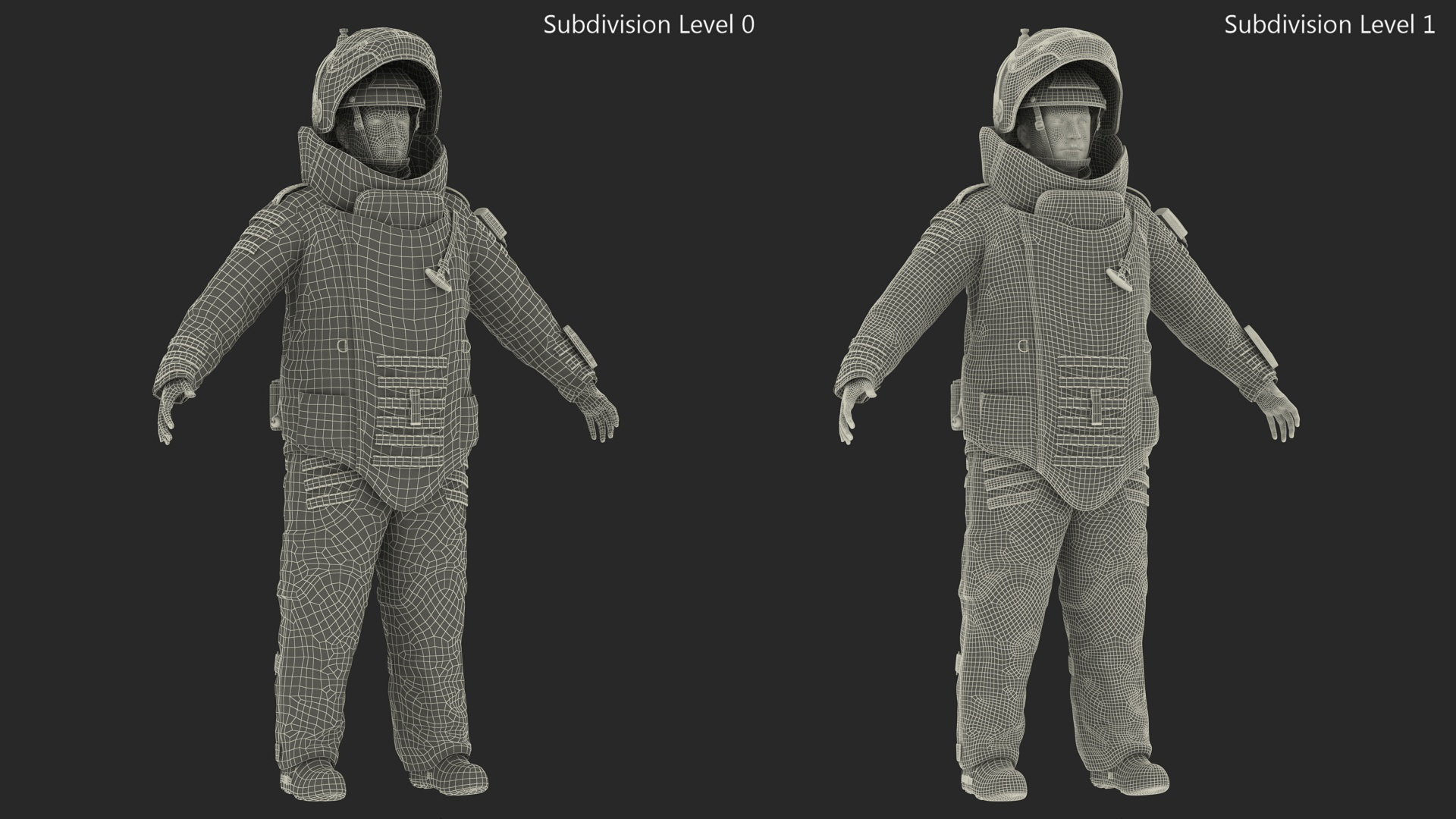 EOD 10 Bomb Suit Gray Rigged for Cinema 4D 3D