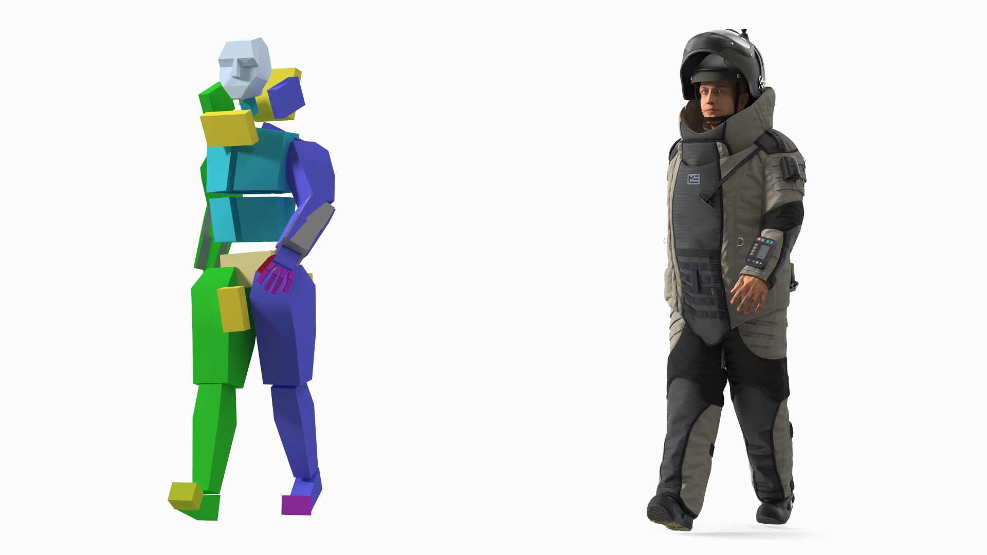 EOD 10 Bomb Suit Gray Rigged for Cinema 4D 3D