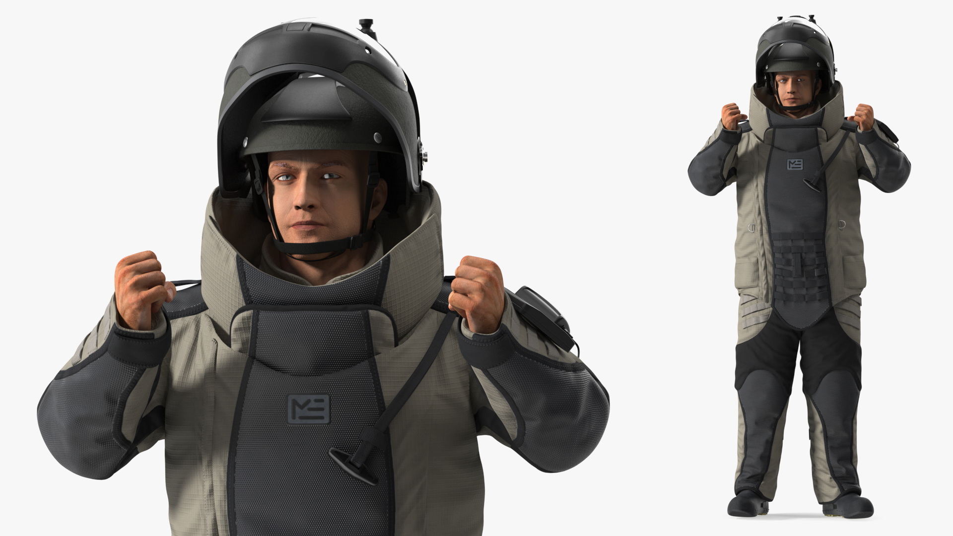 EOD 10 Bomb Suit Gray Rigged for Cinema 4D 3D