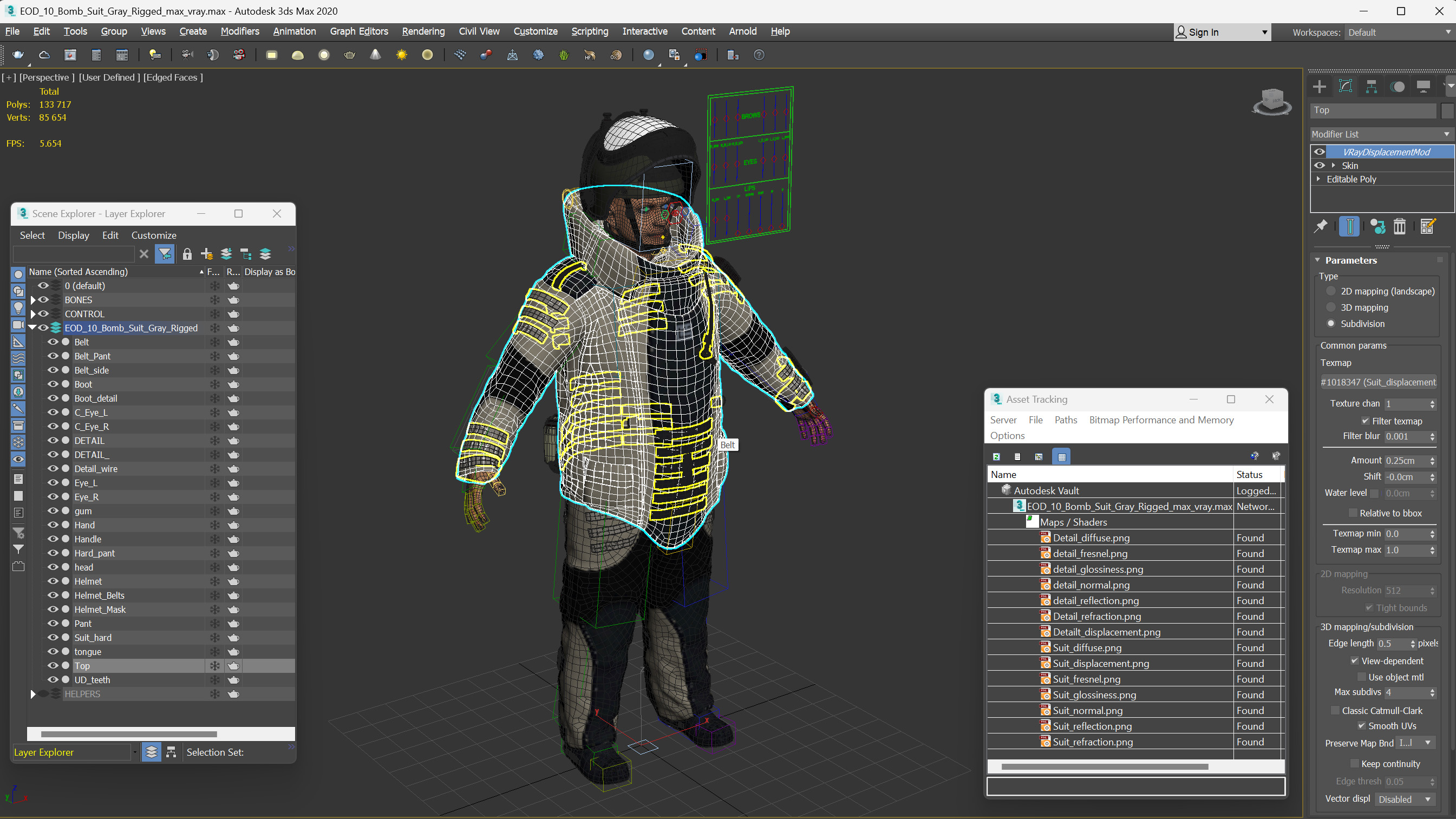 EOD 10 Bomb Suit Gray Rigged for Cinema 4D 3D