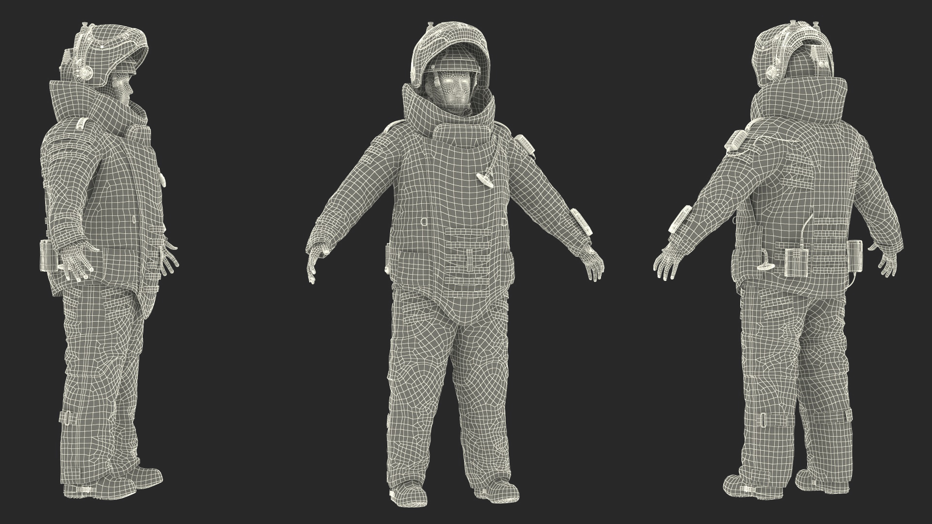 EOD 10 Bomb Suit Gray Rigged for Cinema 4D 3D