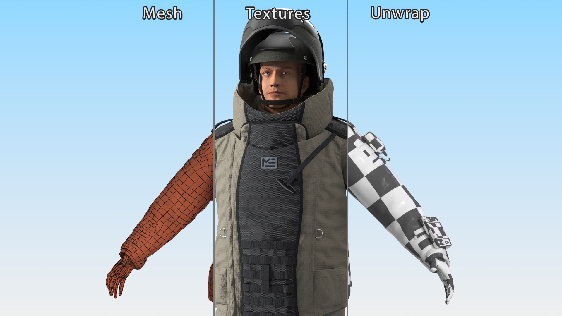 EOD 10 Bomb Suit Gray Rigged for Cinema 4D 3D
