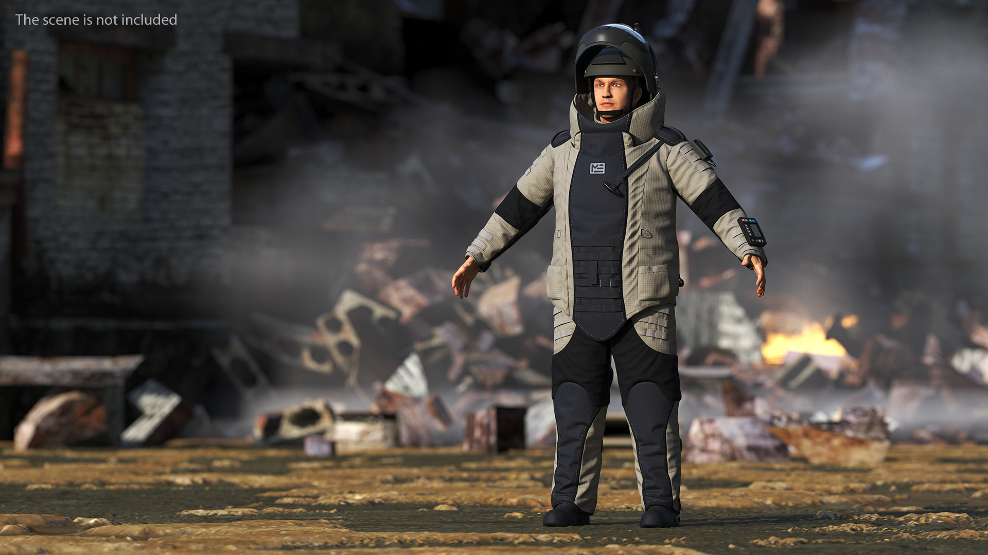 EOD 10 Bomb Suit Gray Rigged for Cinema 4D 3D
