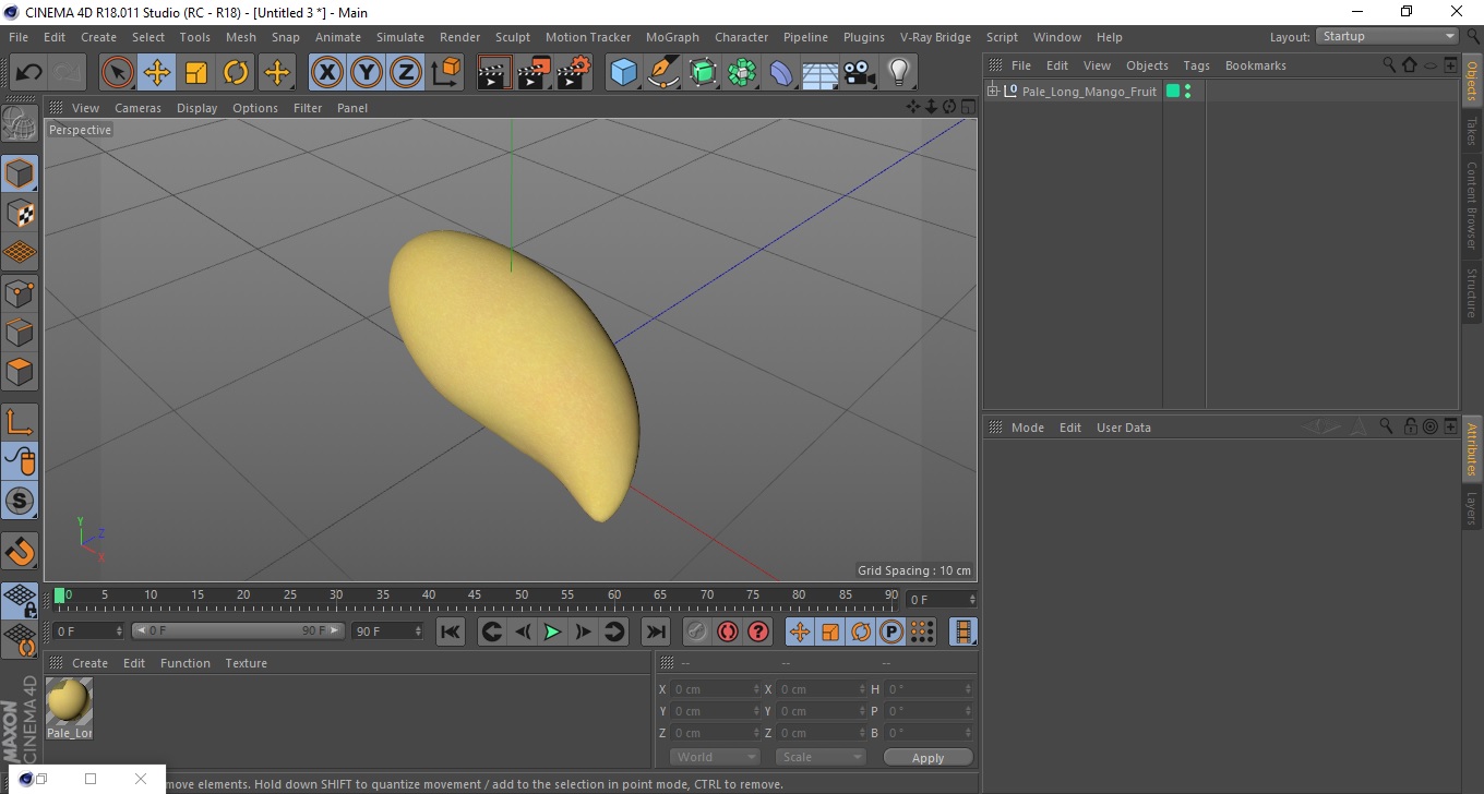 Pale Long Mango Fruit for 3D Print 3D model