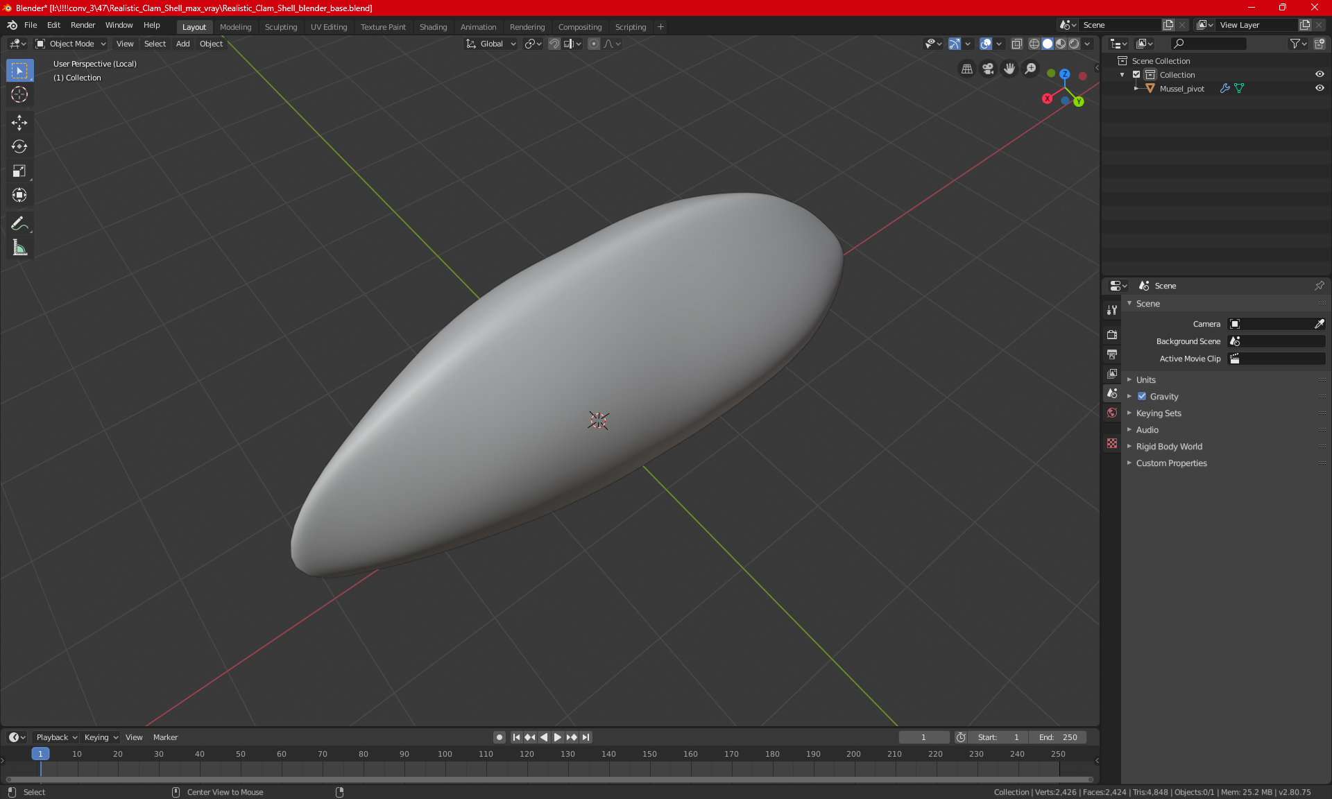 3D model Realistic Clam Shell